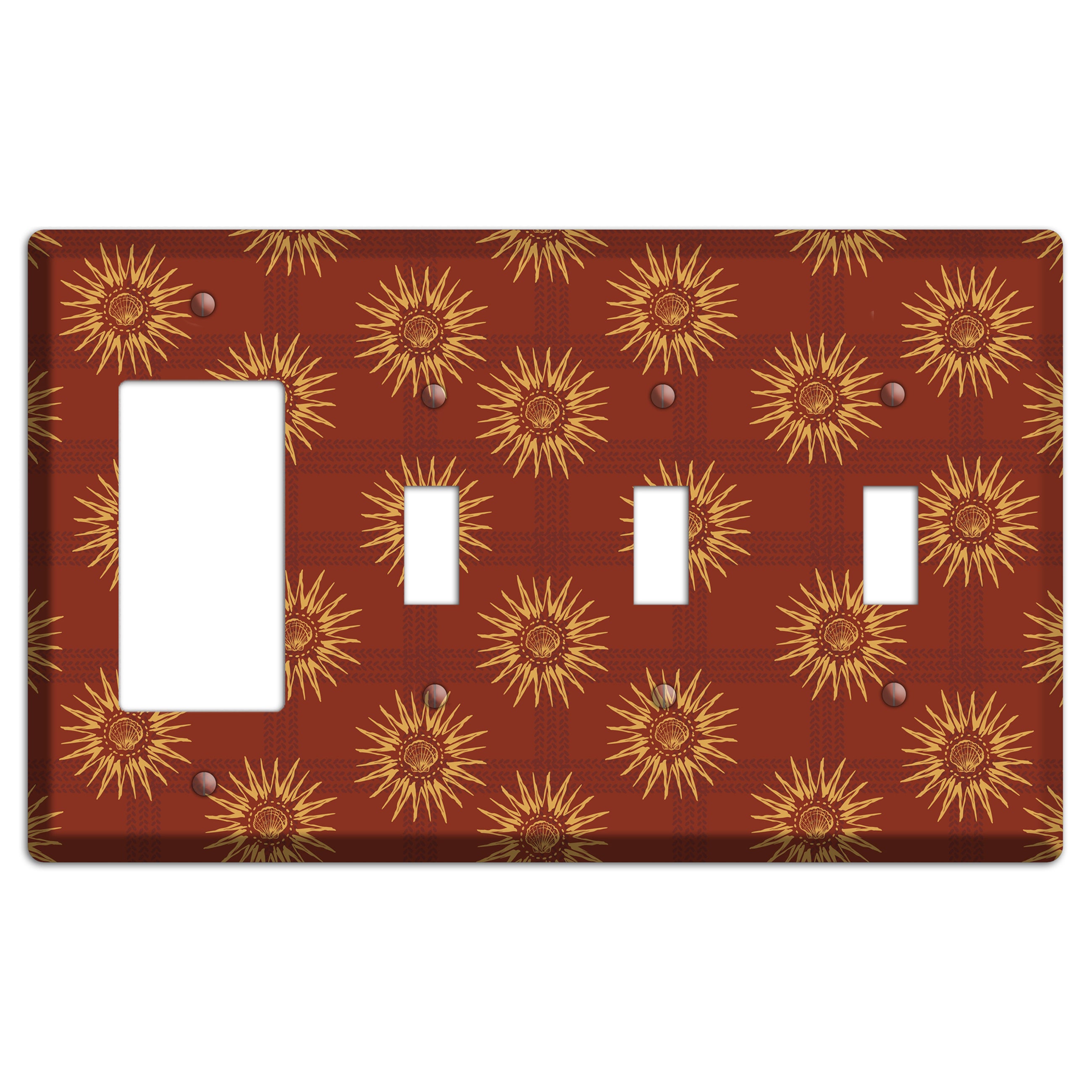 Russet Sun Plaid Rocker / 3 Toggle Wallplate