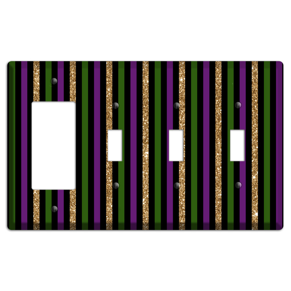 Carnival Stripes: Noir Rocker / 3 Toggle Wallplate