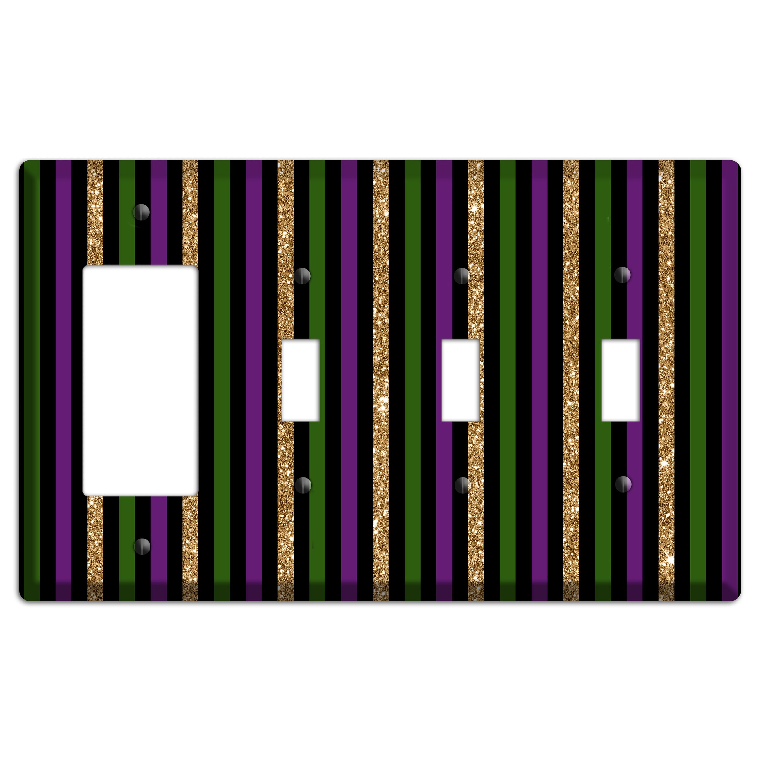 Carnival Stripes: Noir Rocker / 3 Toggle Wallplate