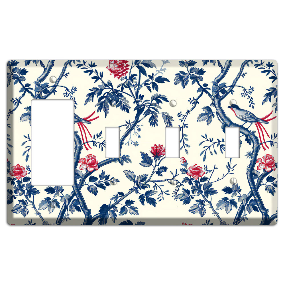 Crimson Wing Reverie Rocker / 3 Toggle Wallplate