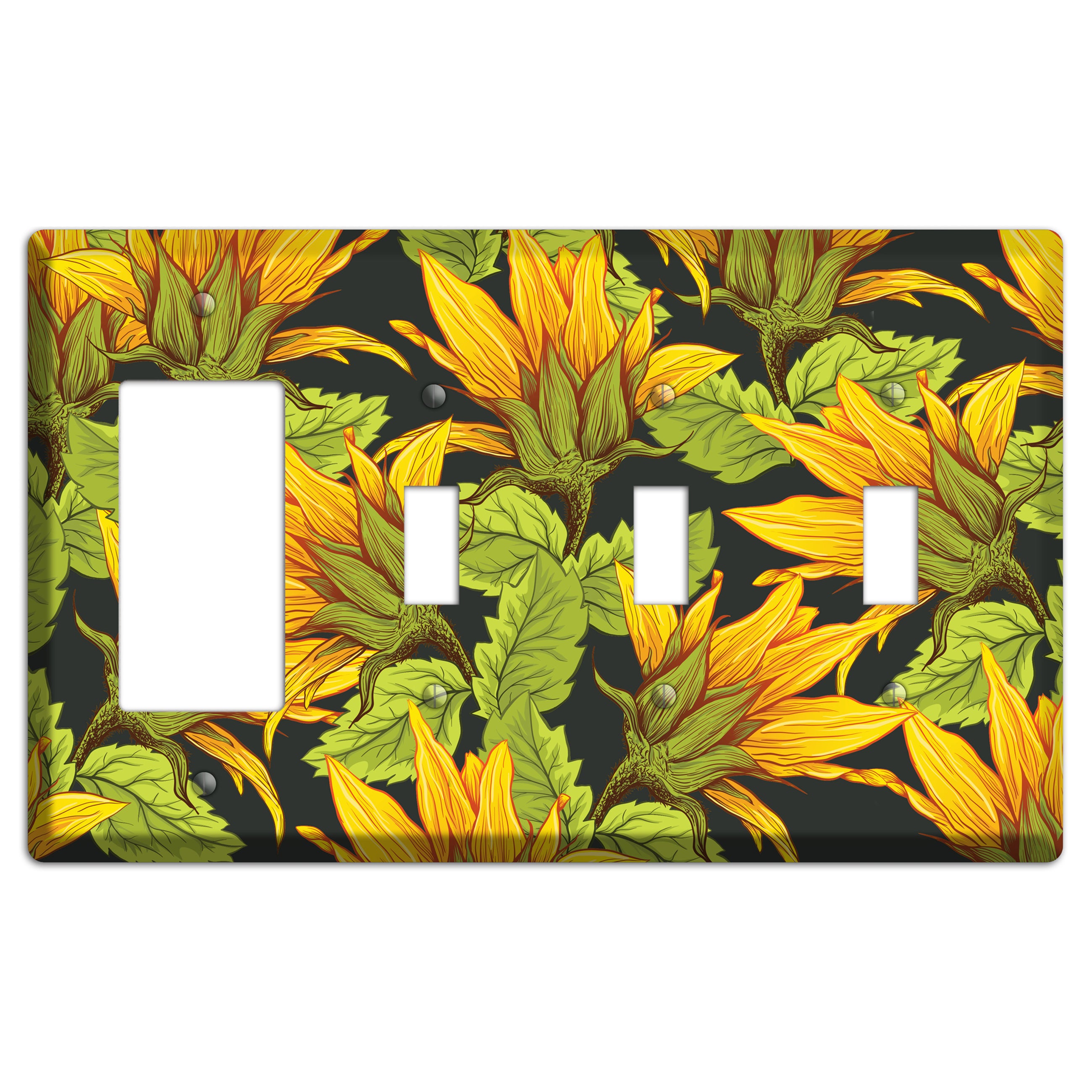 Gilded Bloom Tangle Rocker / 3 Toggle Wallplate
