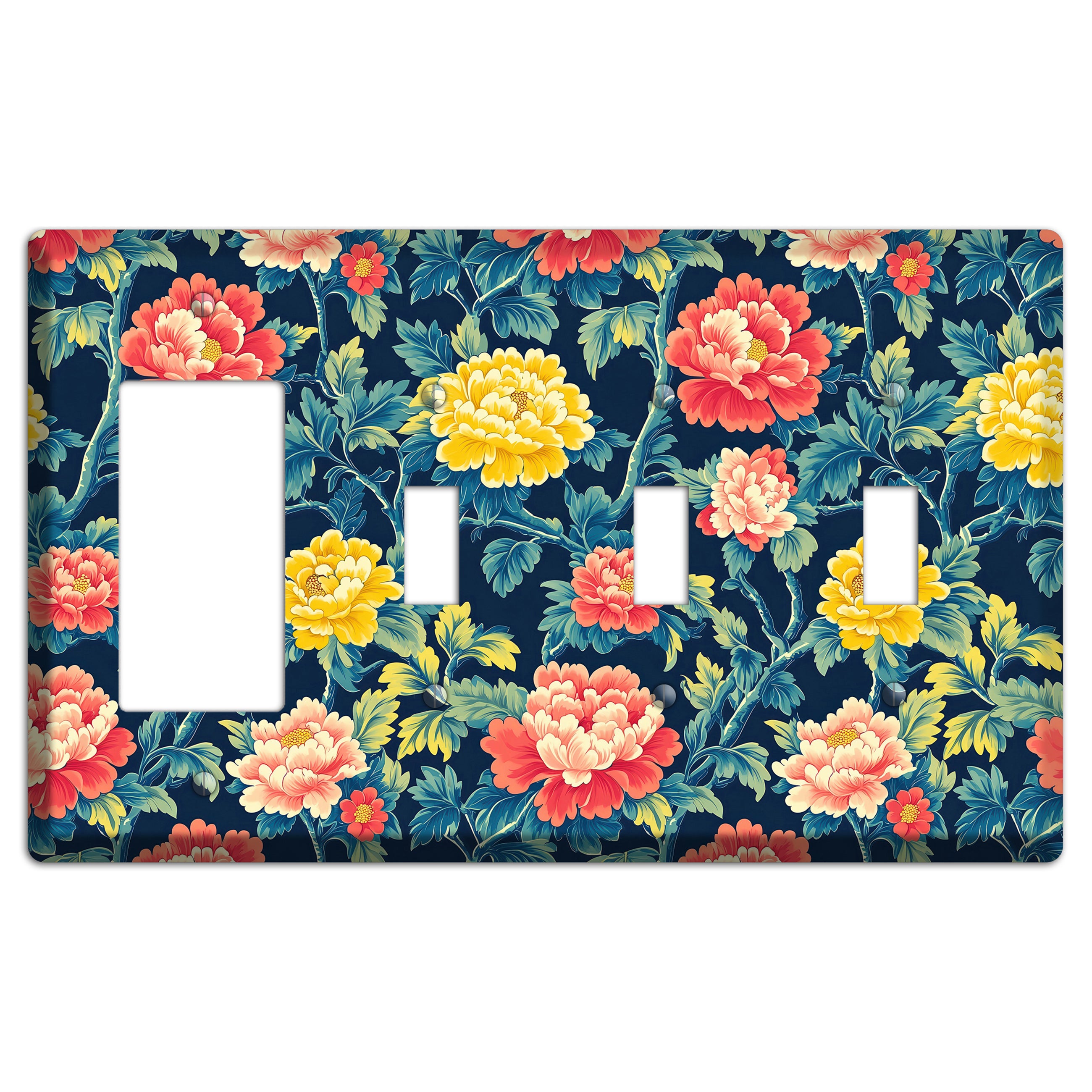Peony & Bough Rocker / 3 Toggle Wallplate