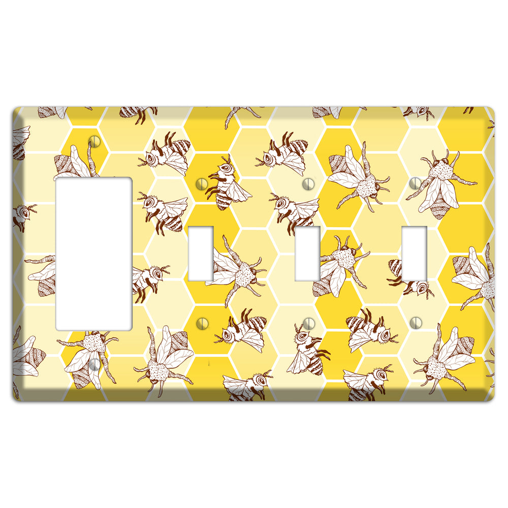 Hive & Wing Rocker / 3 Toggle Wallplate