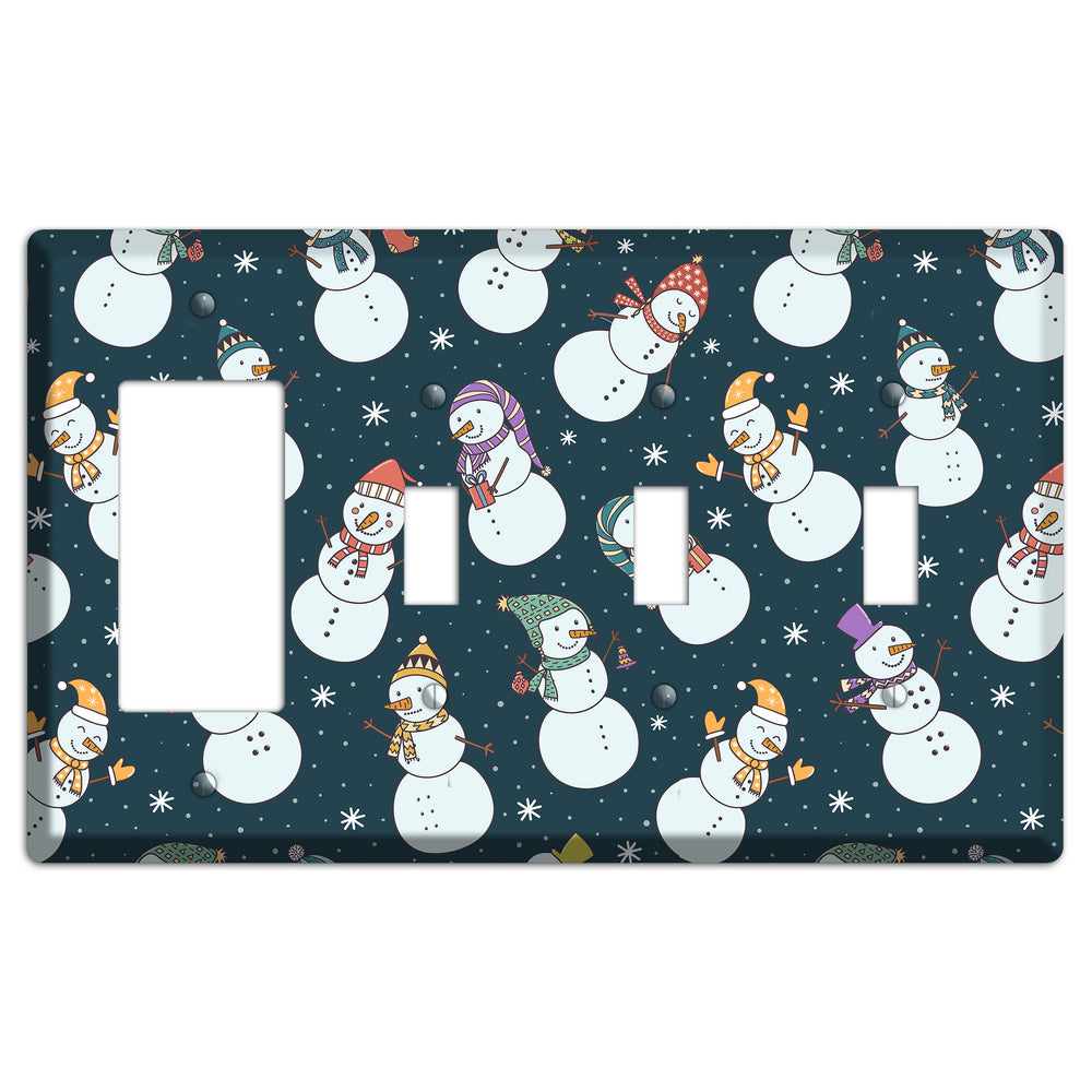 Snowman Celebration Rocker / 3 Toggle Wallplate