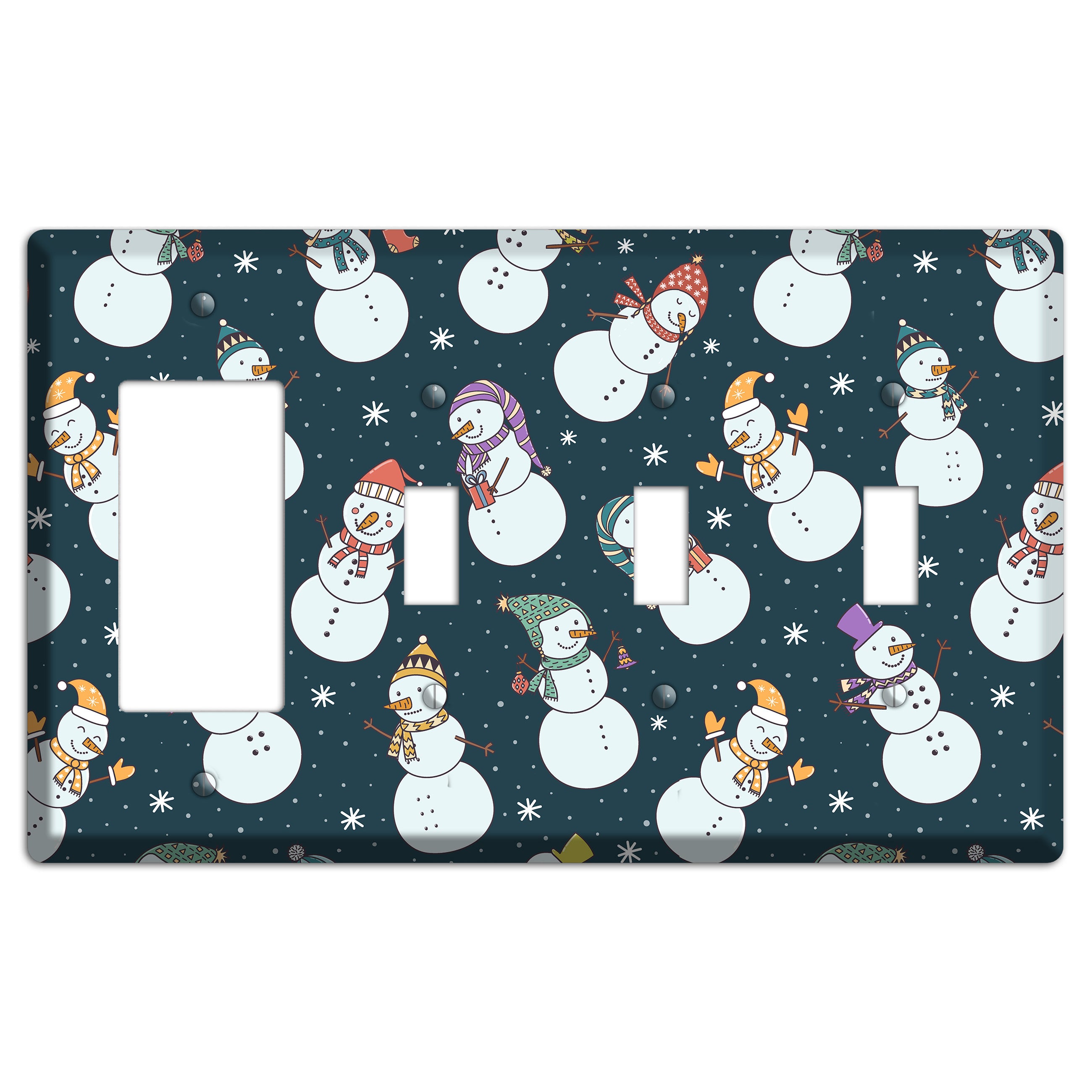 Snowman Celebration Rocker / 3 Toggle Wallplate