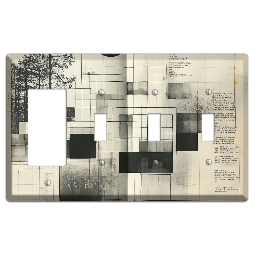 Cartographer's Dream Rocker / 3 Toggle Wallplate
