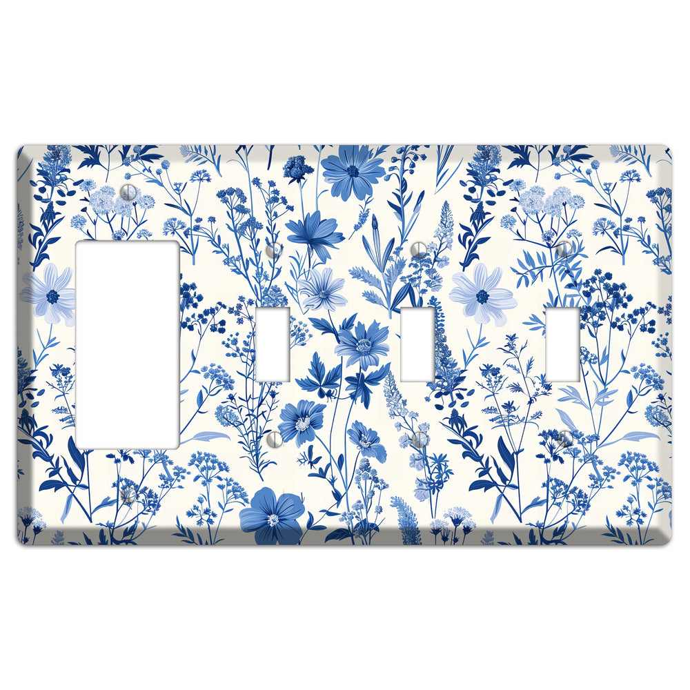 Meadow in Monochrome Rocker / 3 Toggle Wallplate