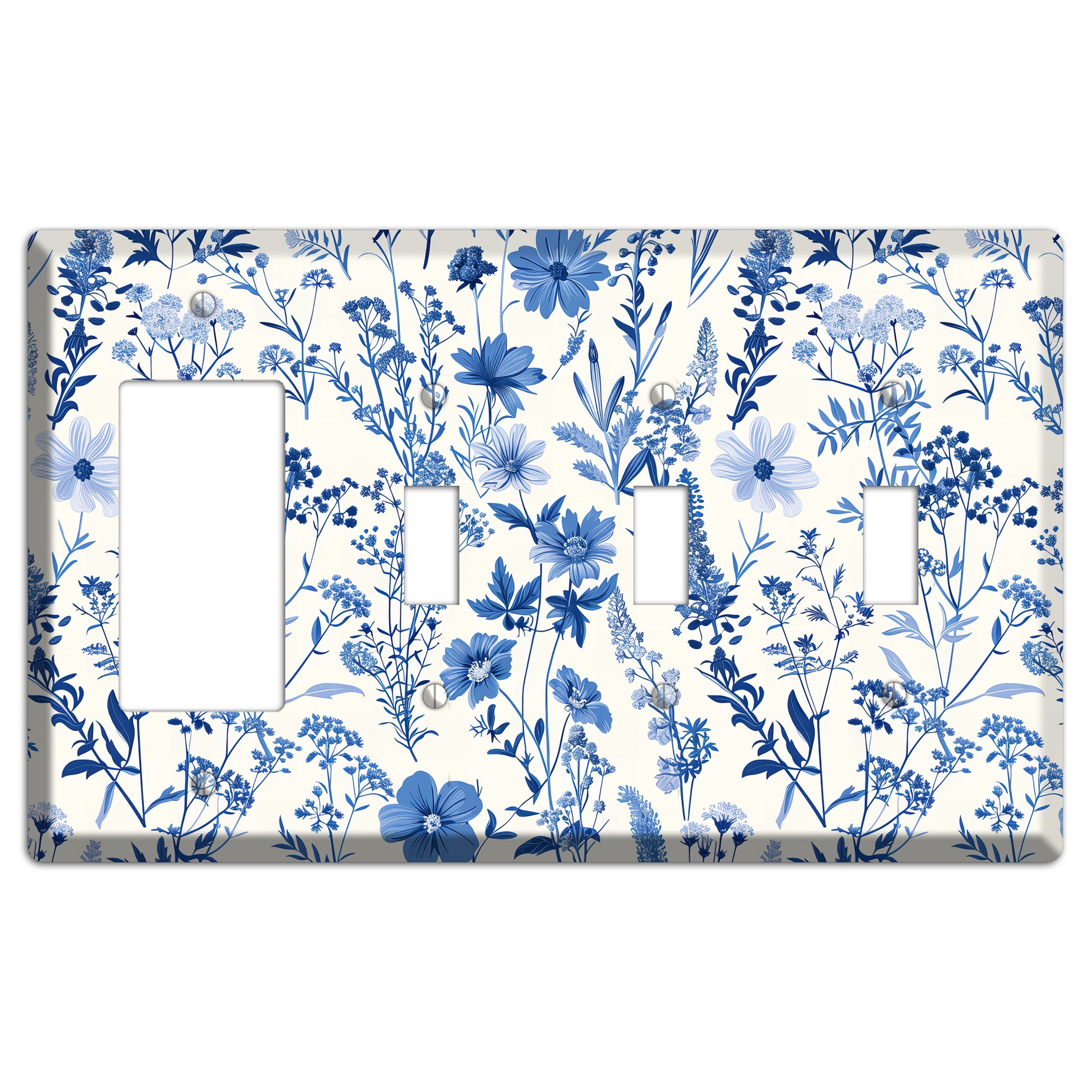 Meadow in Monochrome Rocker / 3 Toggle Wallplate