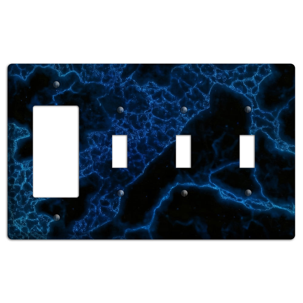 Midnight Marble Rocker / 3 Toggle Wallplate