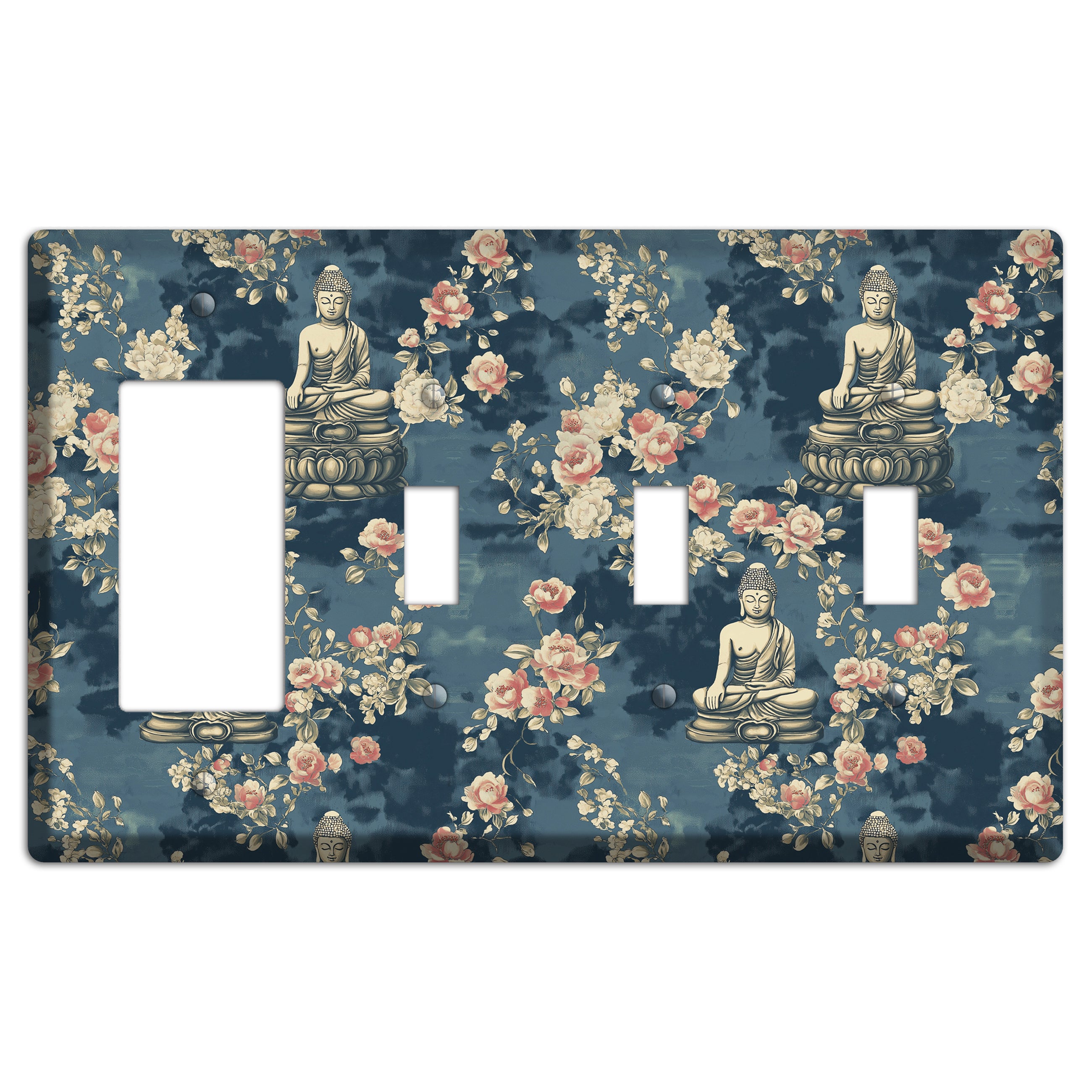 Lotus & Bloom Rocker / 3 Toggle Wallplate