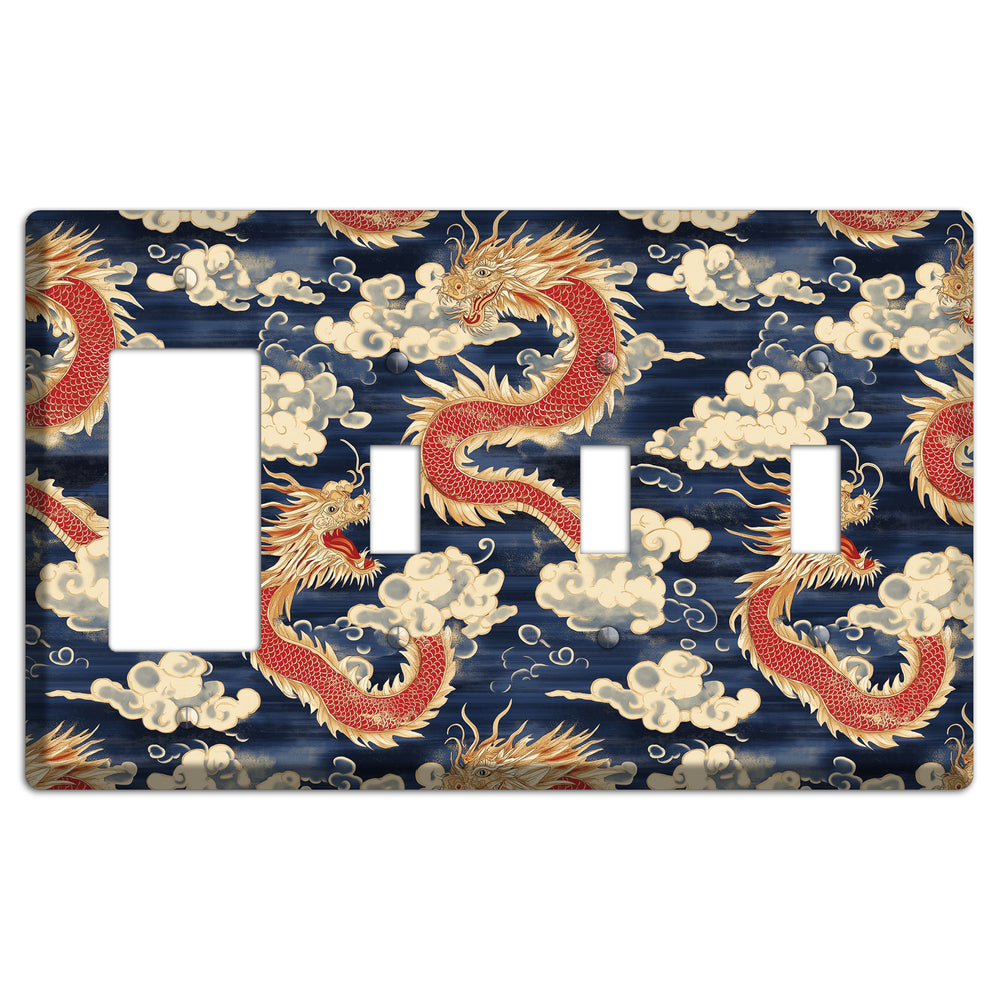 Sovereign Sky Dragons Rocker / 3 Toggle Wallplate