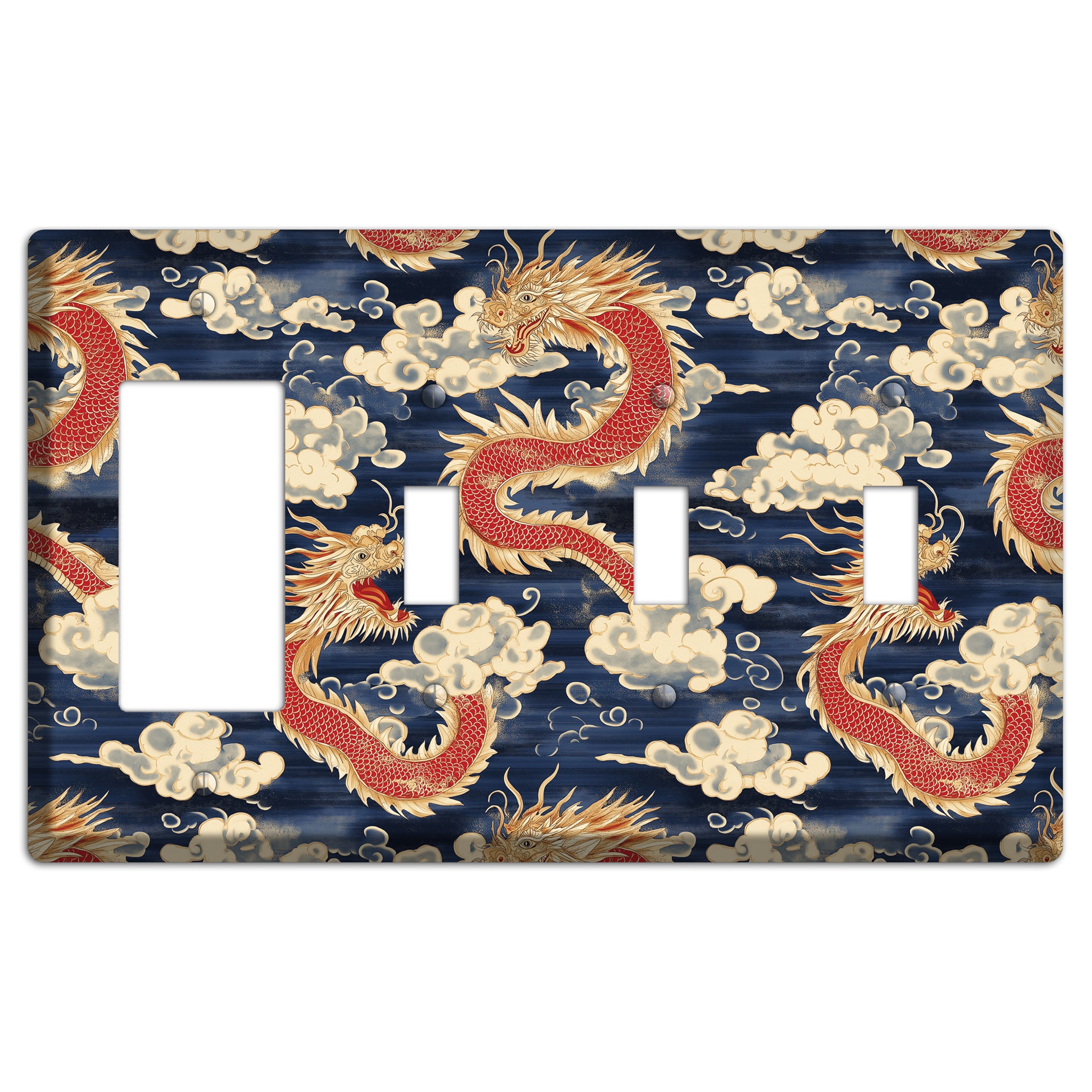 Sovereign Sky Dragons Rocker / 3 Toggle Wallplate