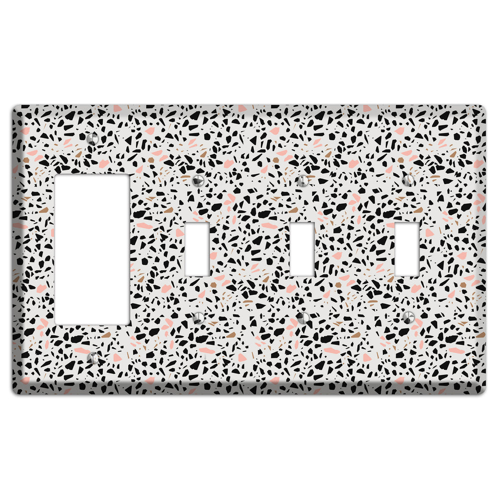 Monochrome Mix Rocker / 3 Toggle Wallplate
