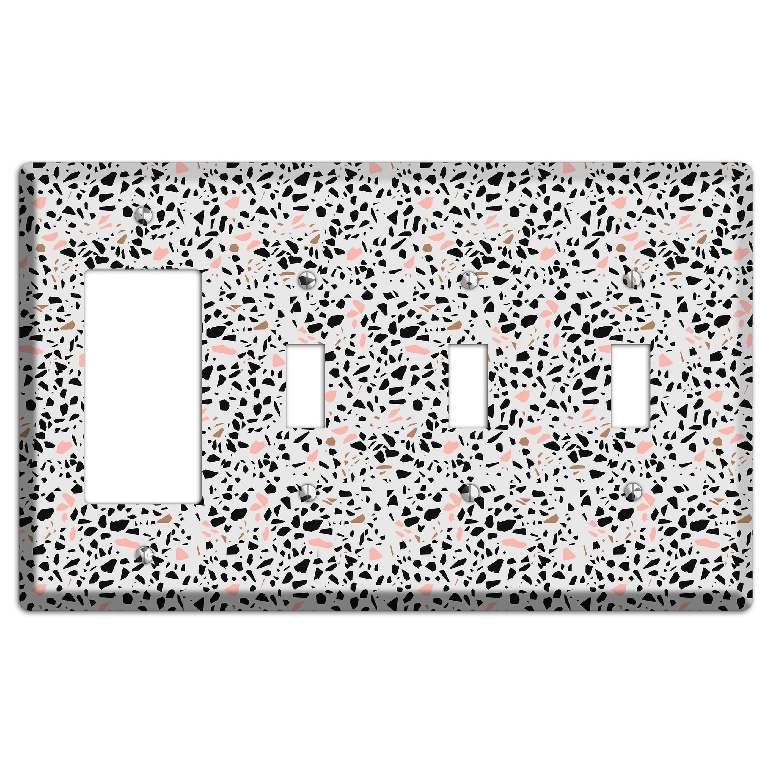 Monochrome Mix Rocker / 3 Toggle Wallplate