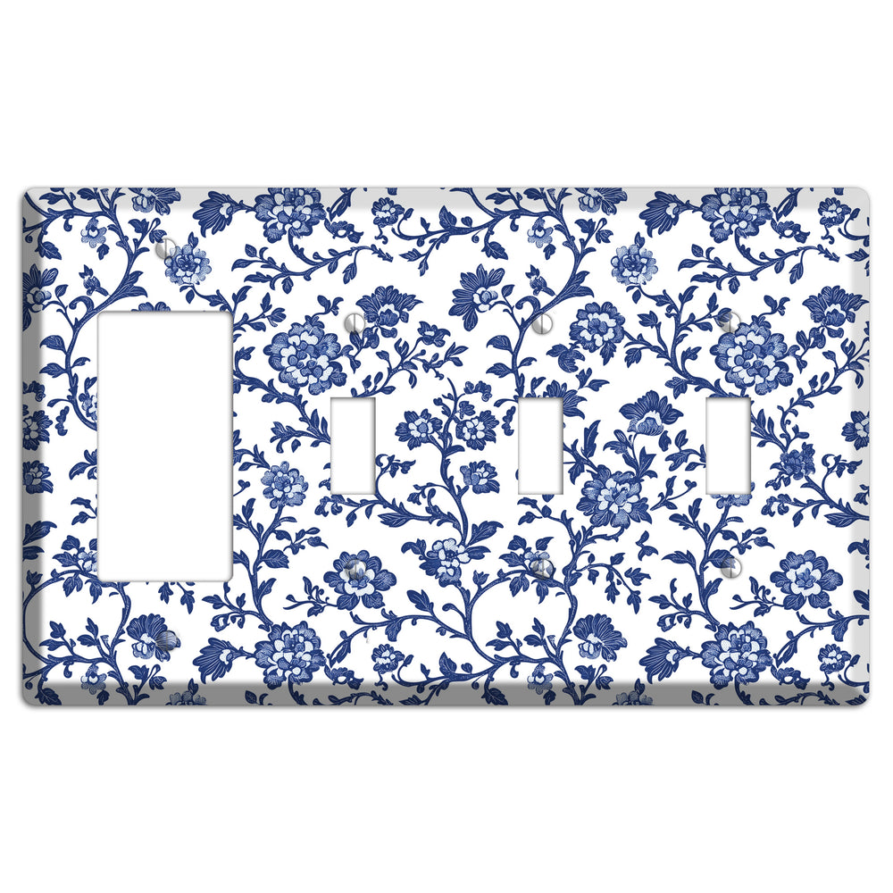 Porcelain Vine Reverie Rocker / 3 Toggle Wallplate