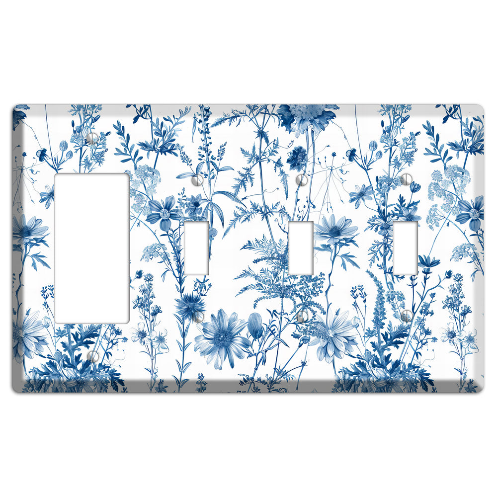 Meadow Pressed Blue Rocker / 3 Toggle Wallplate