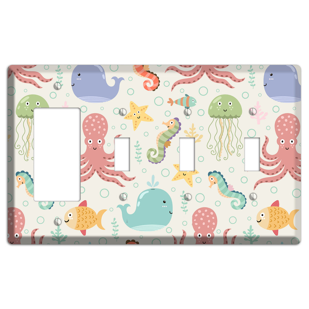 Ocean Buddies Rocker / 3 Toggle Wallplate