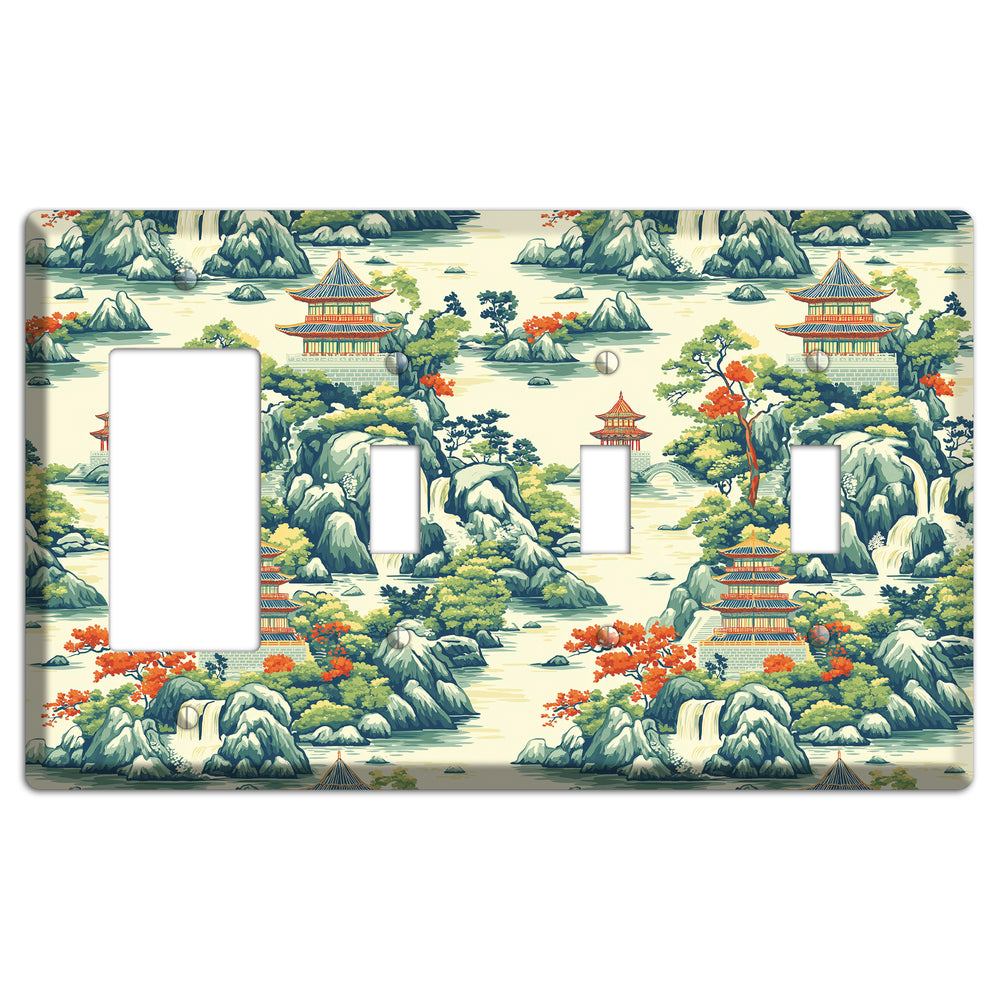 Cascade & Pagoda Rocker / 3 Toggle Wallplate
