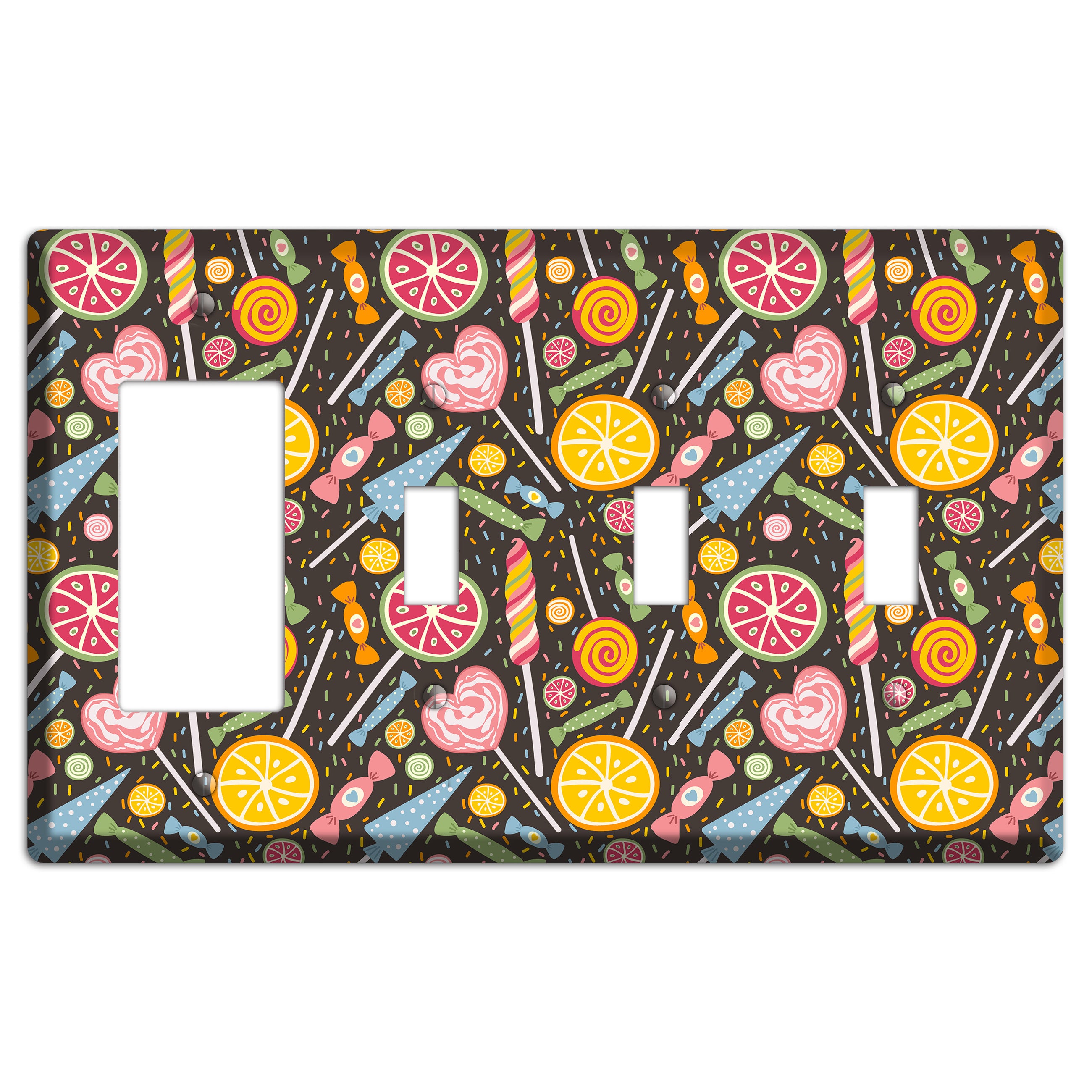 Candy Carnival (Dark) Rocker / 3 Toggle Wallplate