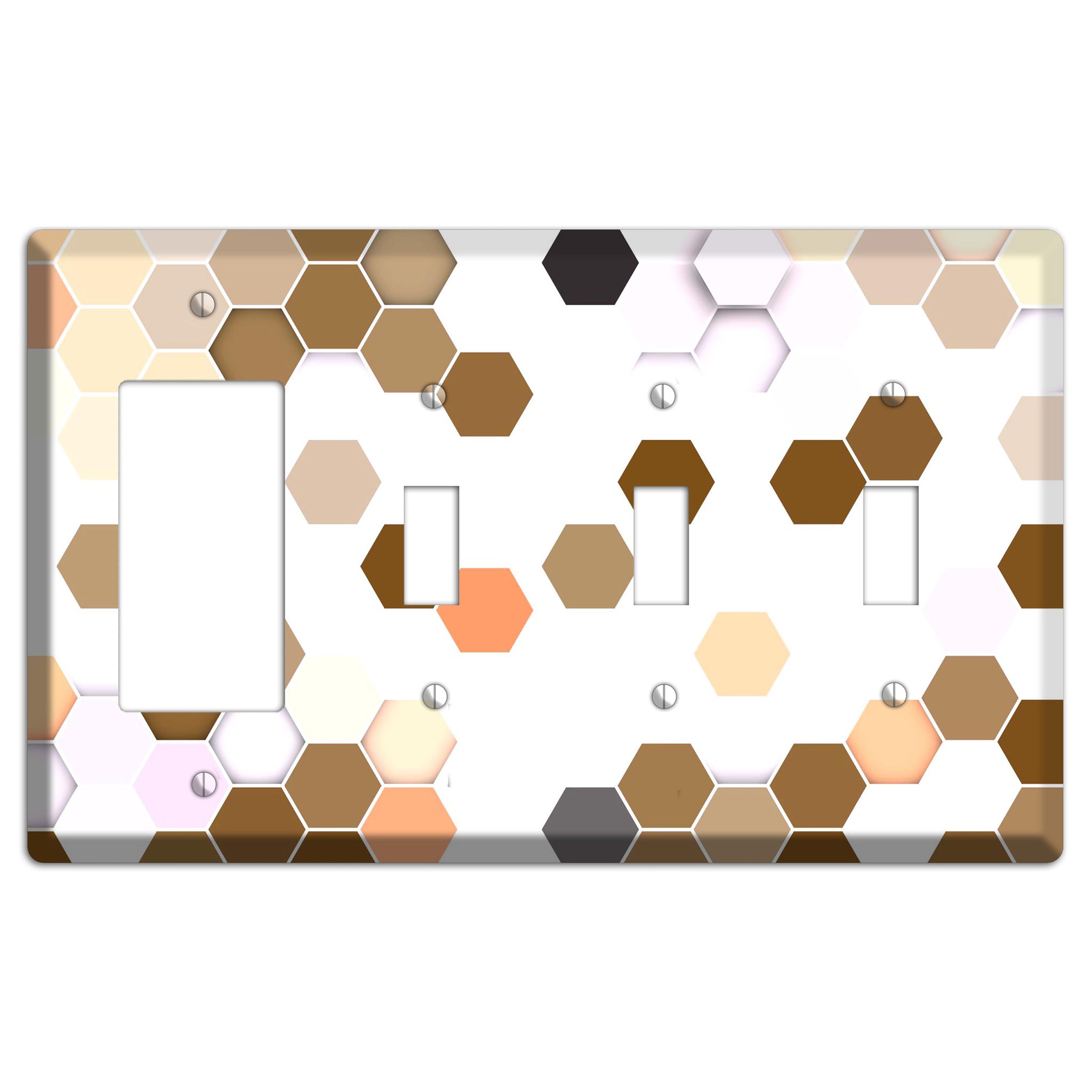 Hex Grid – Sunset Terracotta Rocker / 3 Toggle Wallplate