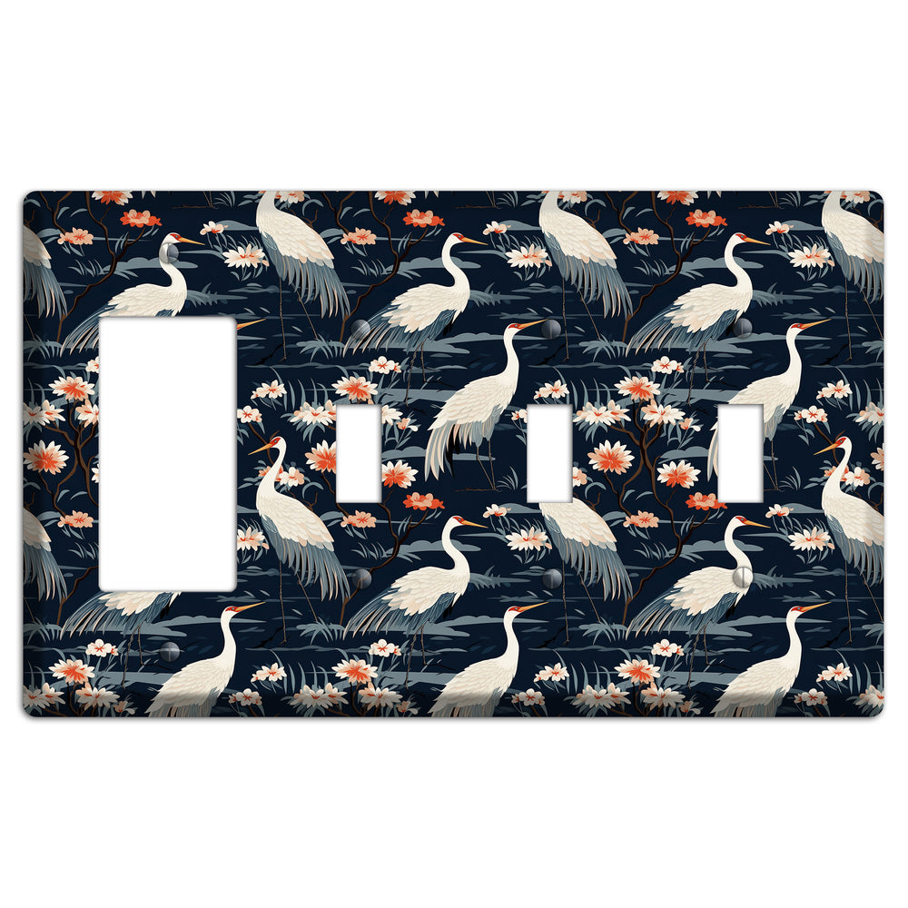Navy Heron Nocturne Rocker / 3 Toggle Wallplate