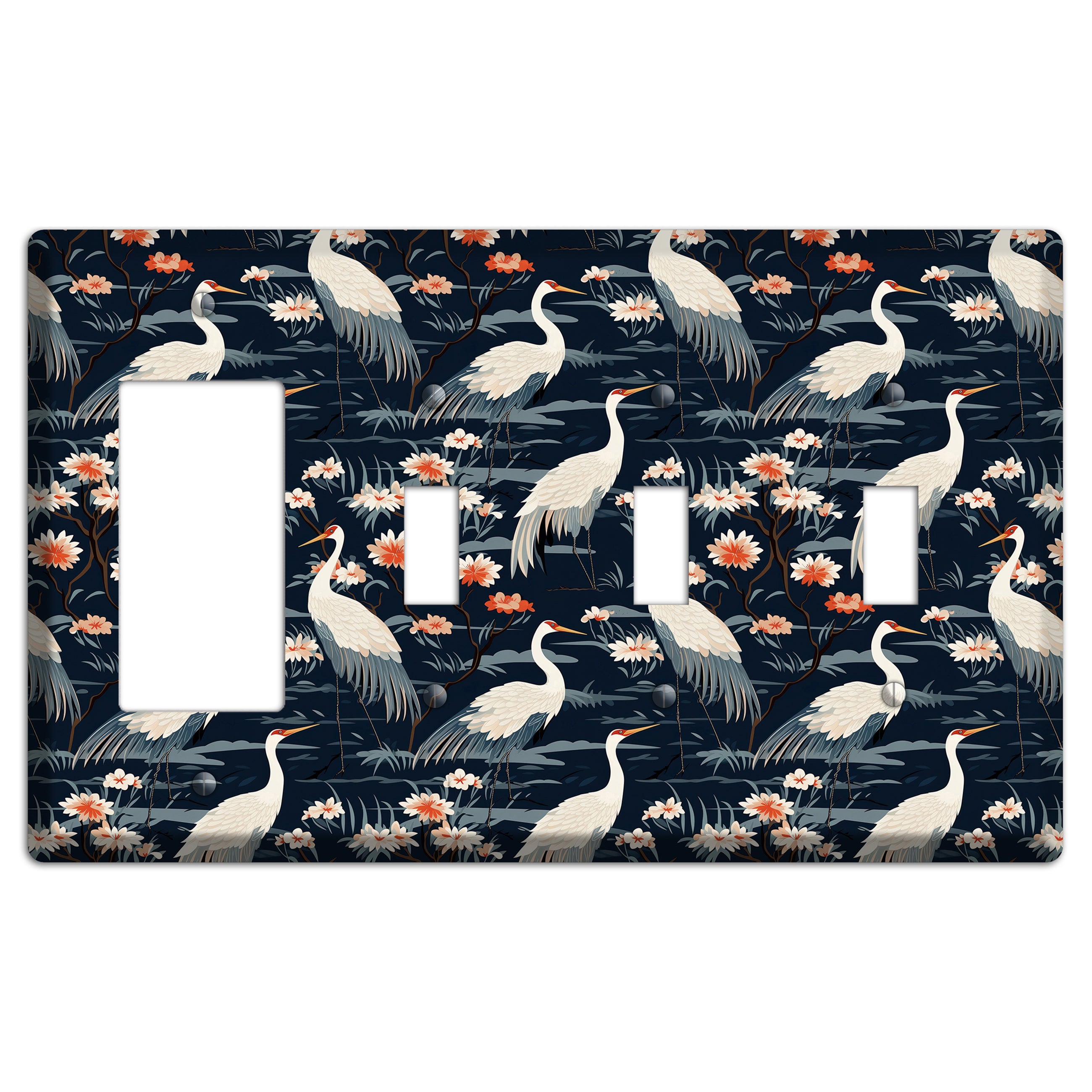 Navy Heron Nocturne Rocker / 3 Toggle Wallplate