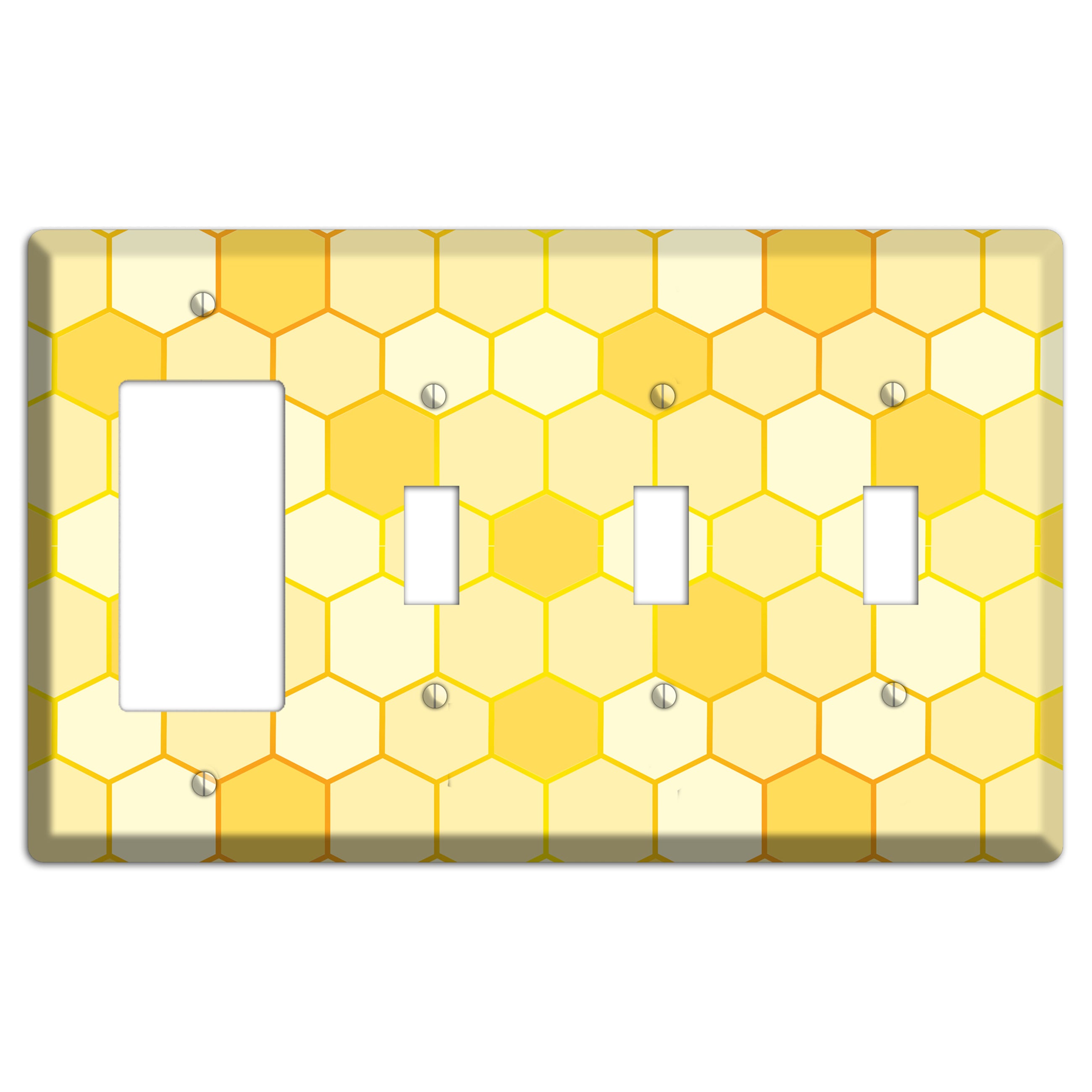 Hollow Amber Grid Rocker / 3 Toggle Wallplate