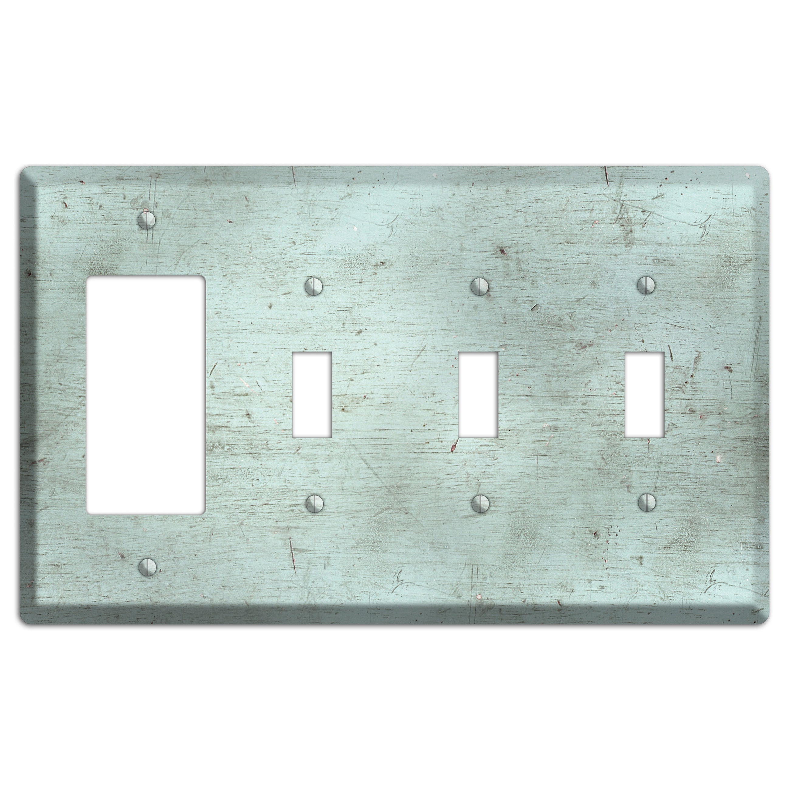 Weathered Teal Deck Rocker / 3 Toggle Wallplate