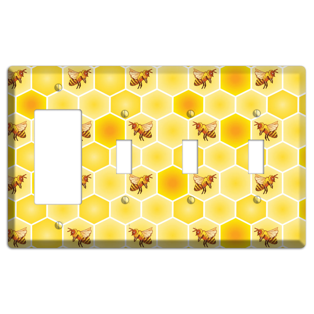 Honeycomb Colony Rocker / 3 Toggle Wallplate