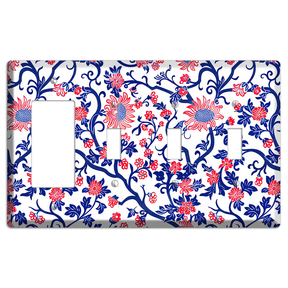 Crimson Vine Riot Rocker / 3 Toggle Wallplate