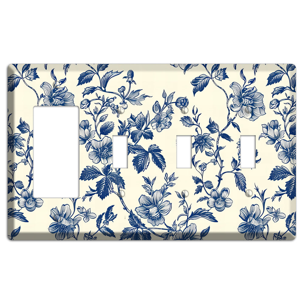 Garden Ink & Ivory Rocker / 3 Toggle Wallplate