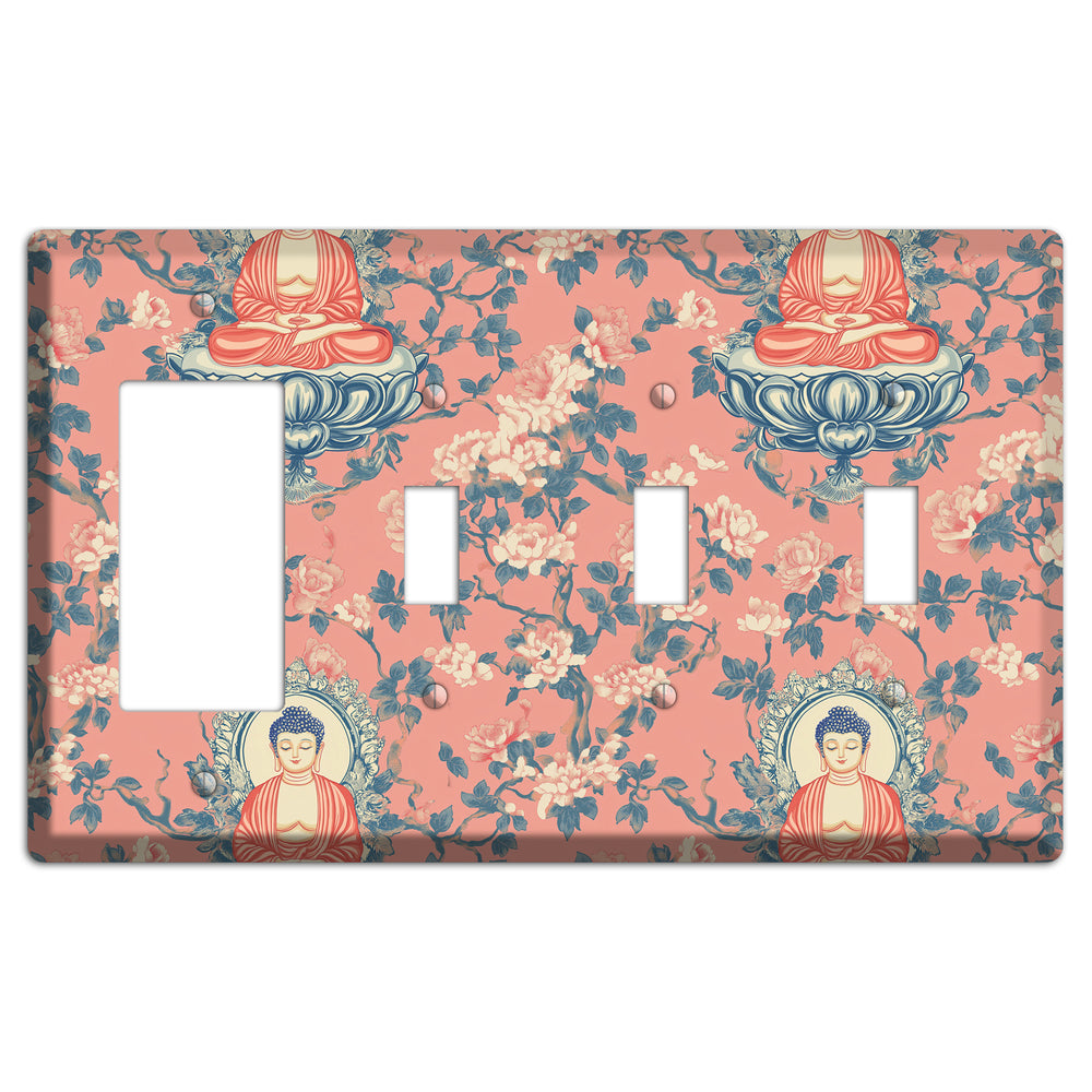 Lotus & Blossom Rocker / 3 Toggle Wallplate