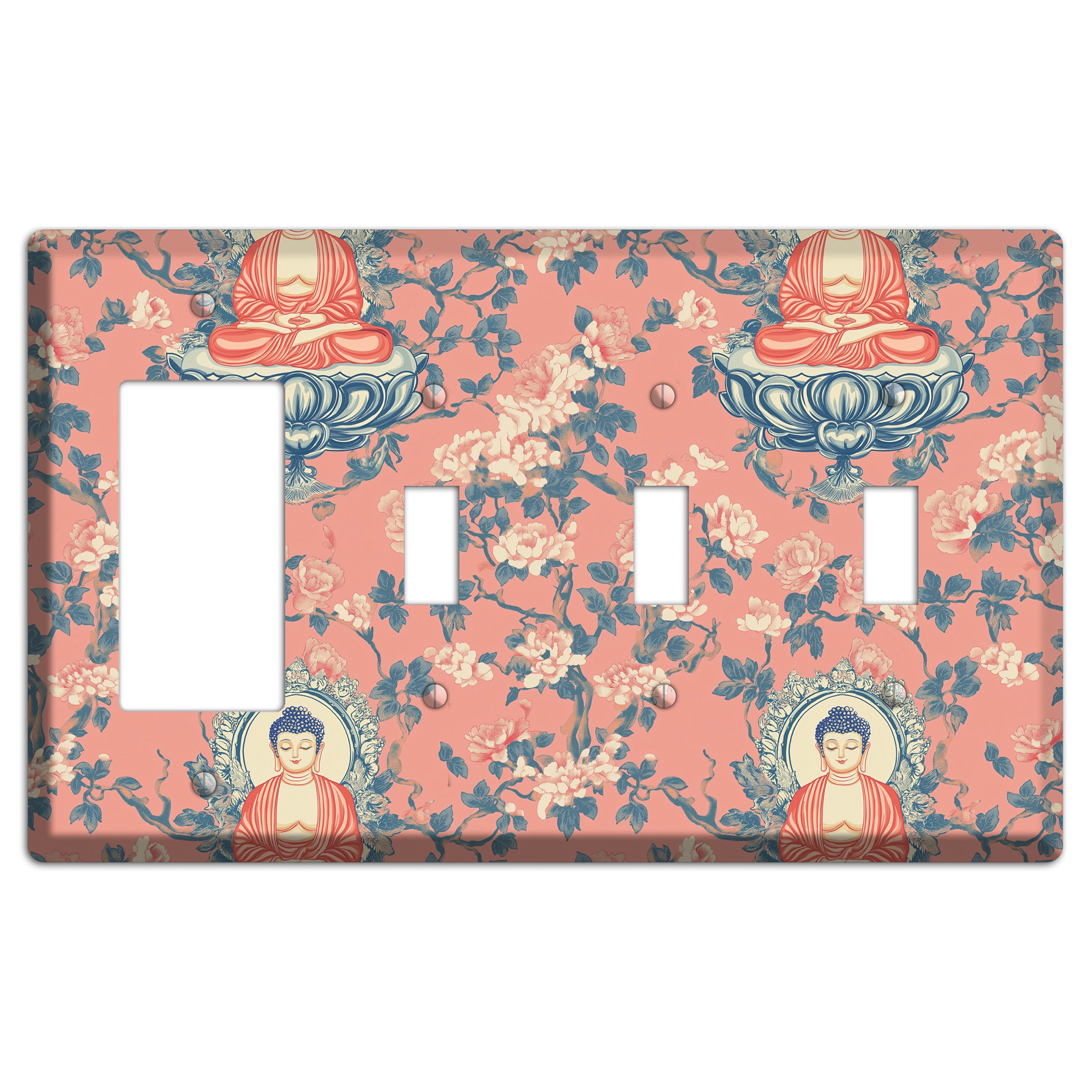 Lotus & Blossom Rocker / 3 Toggle Wallplate