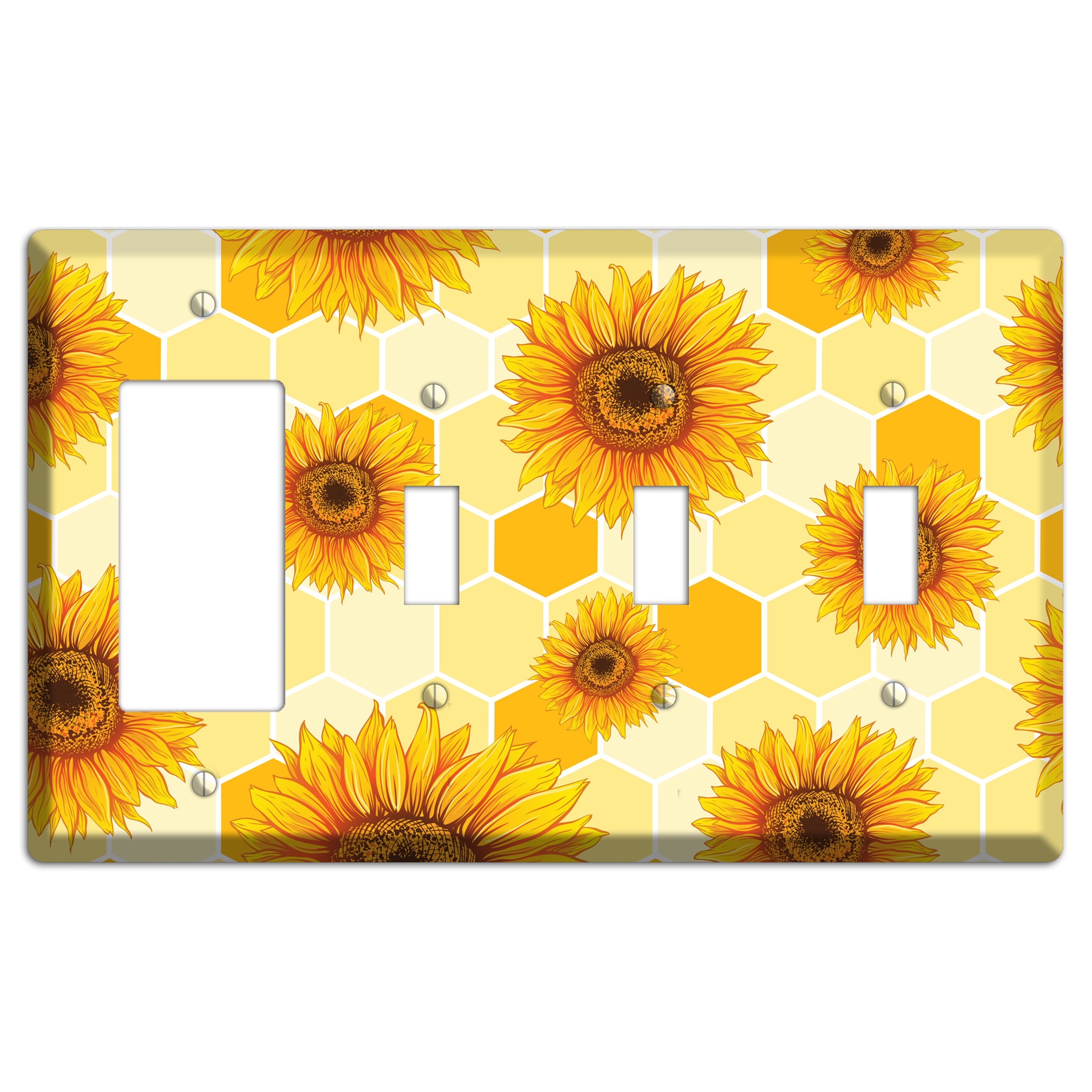 Sunflower & Comb Rocker / 3 Toggle Wallplate