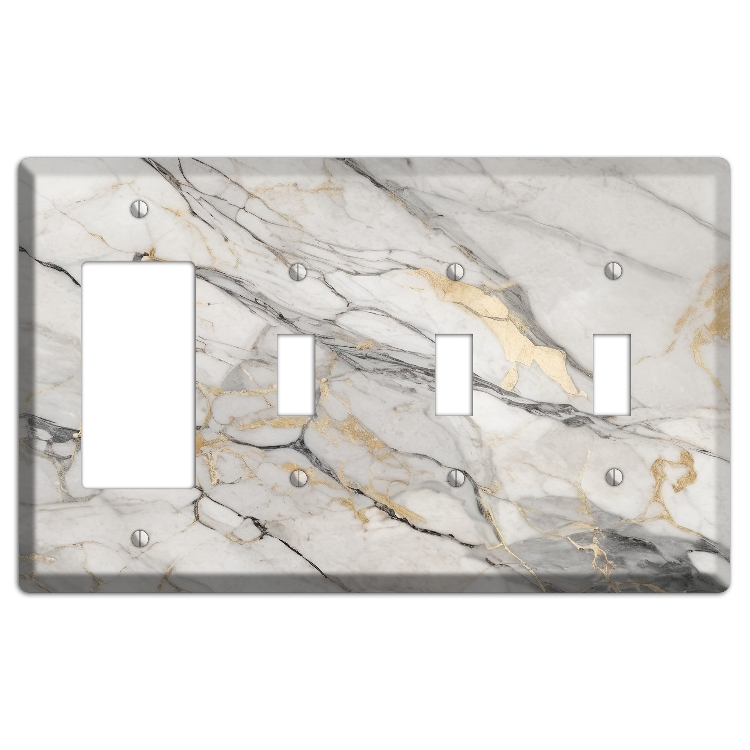 Roman Coffee Marble Rocker / 3 Toggle Wallplate