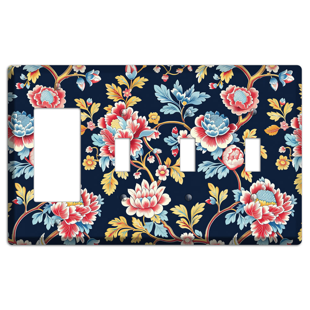 Midnight Garden Bloom Rocker / 3 Toggle Wallplate
