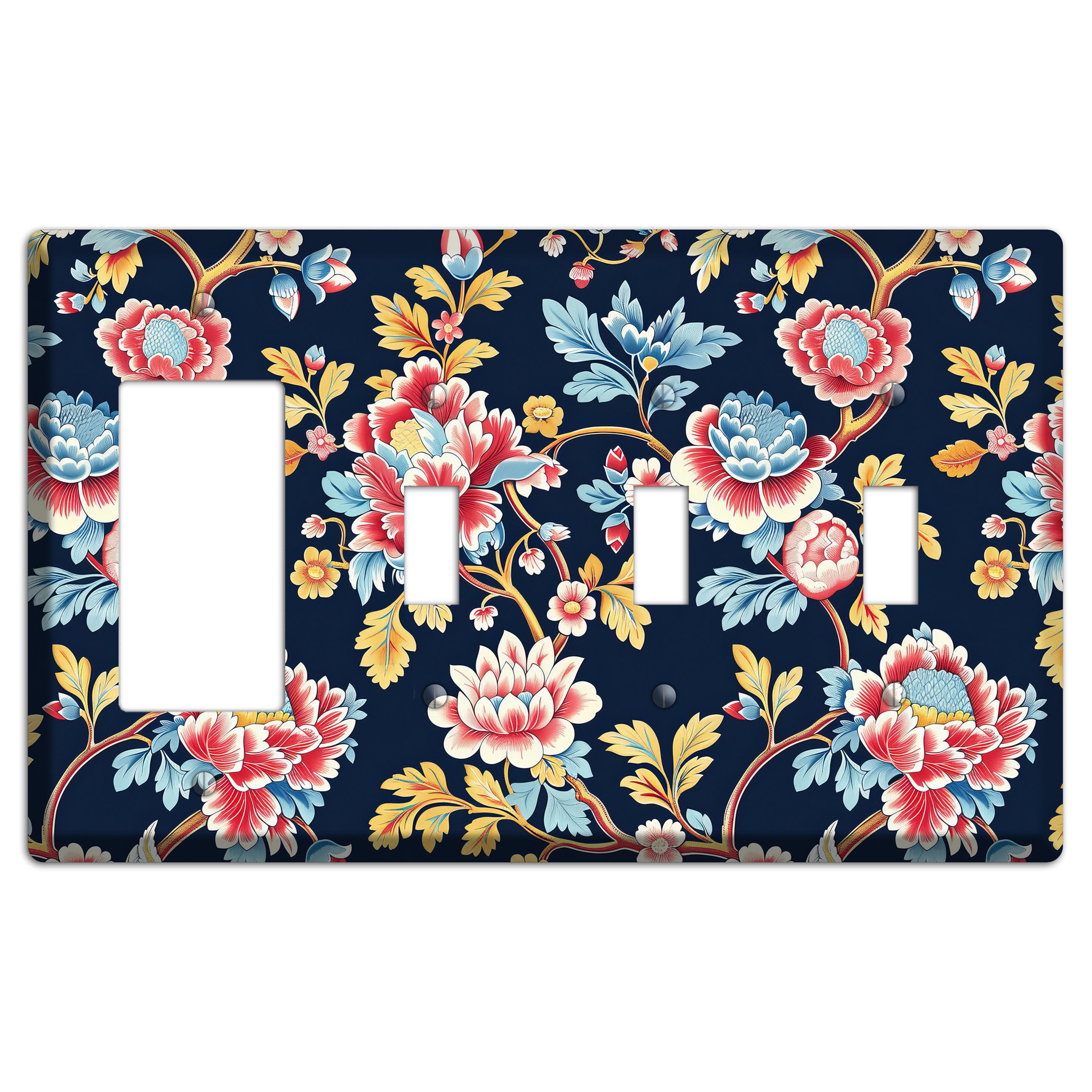 Midnight Garden Bloom Rocker / 3 Toggle Wallplate