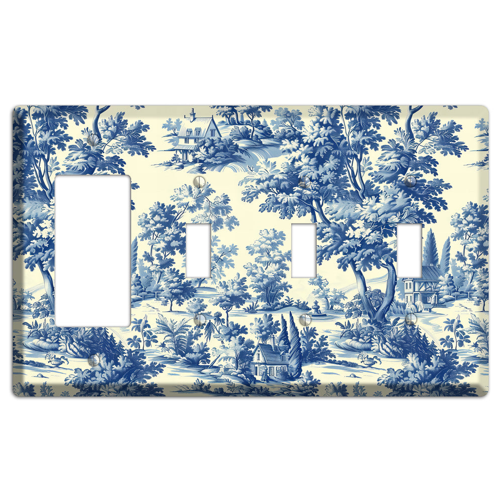 Country Estate Toile Rocker / 3 Toggle Wallplate
