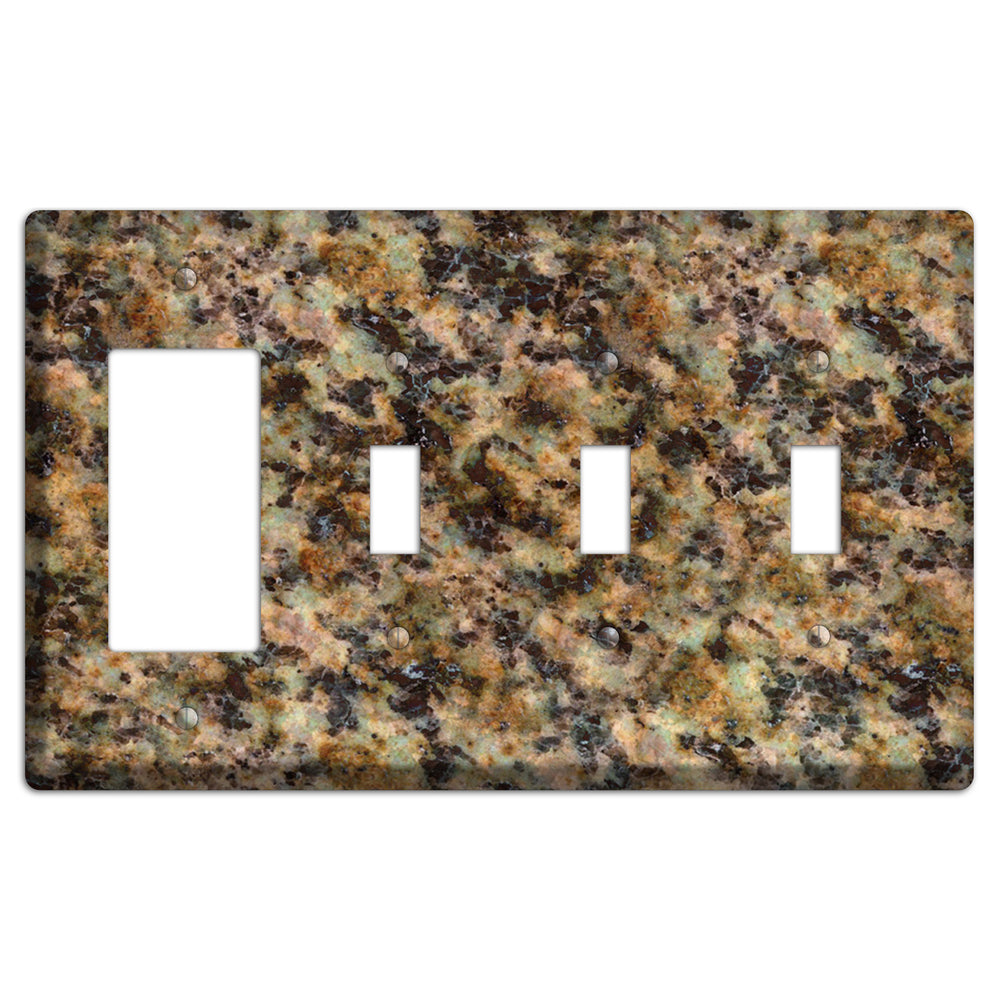 Verde Butterfly Granite Rocker / 3 Toggle Wallplate