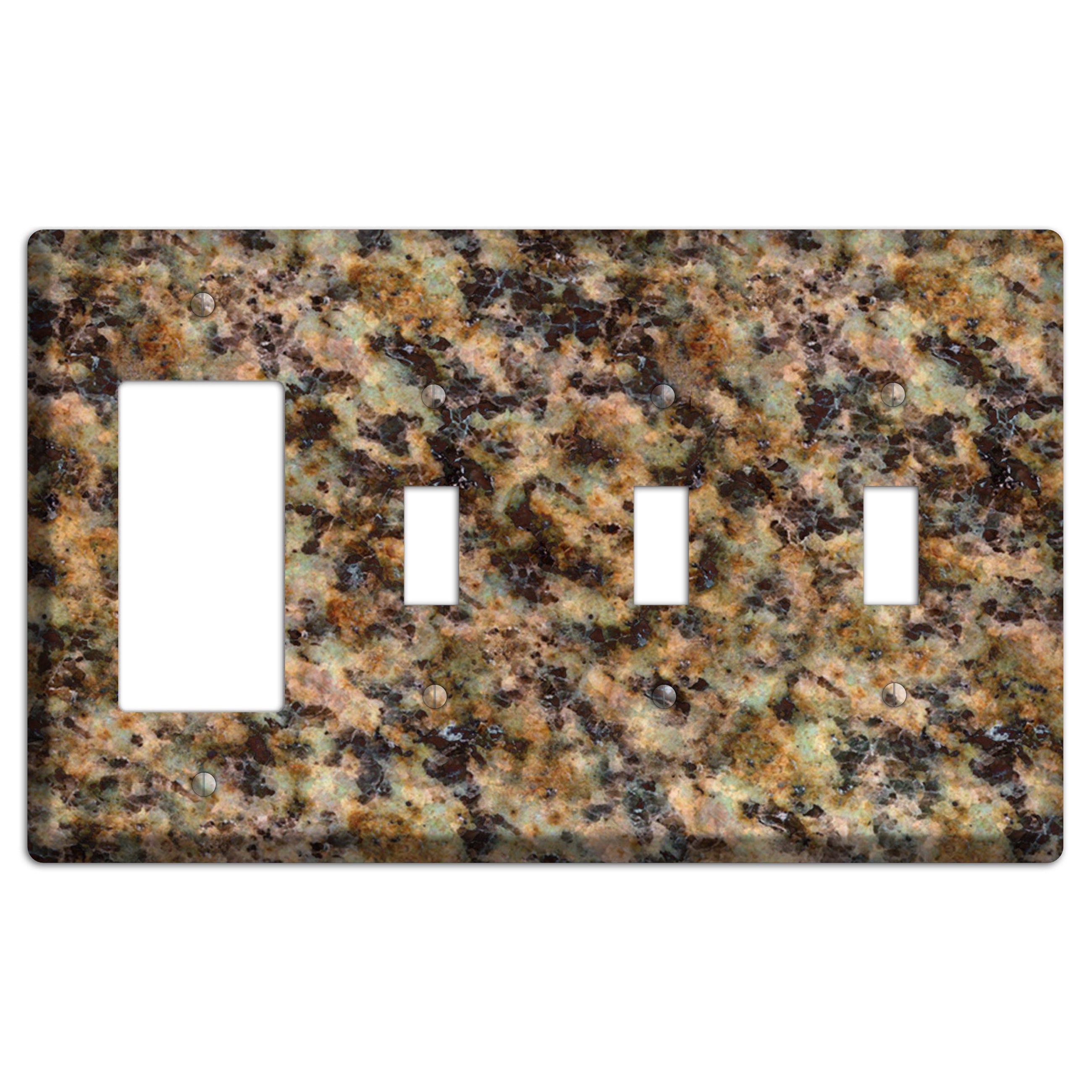 Verde Butterfly Granite Rocker / 3 Toggle Wallplate