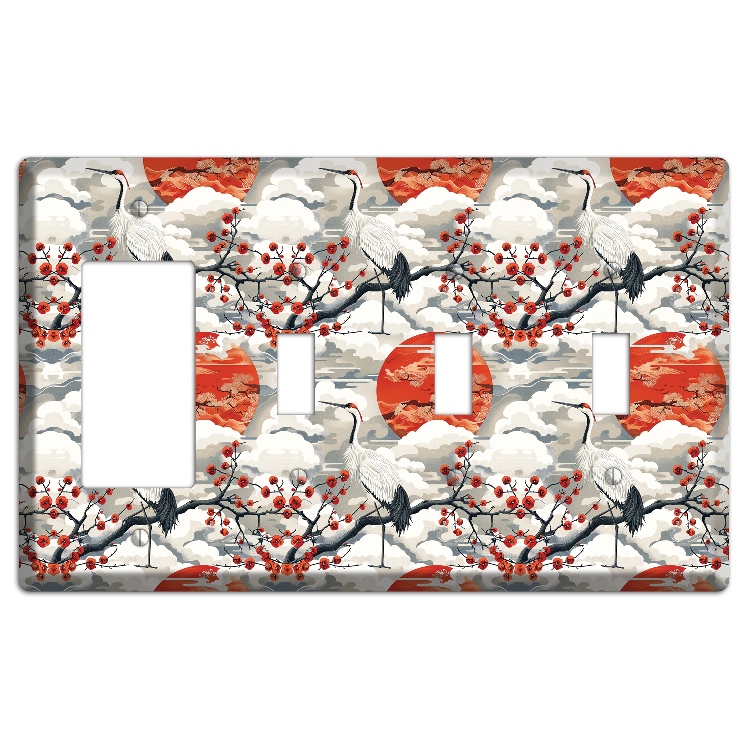 Vermillion Sun Rising Rocker / 3 Toggle Wallplate