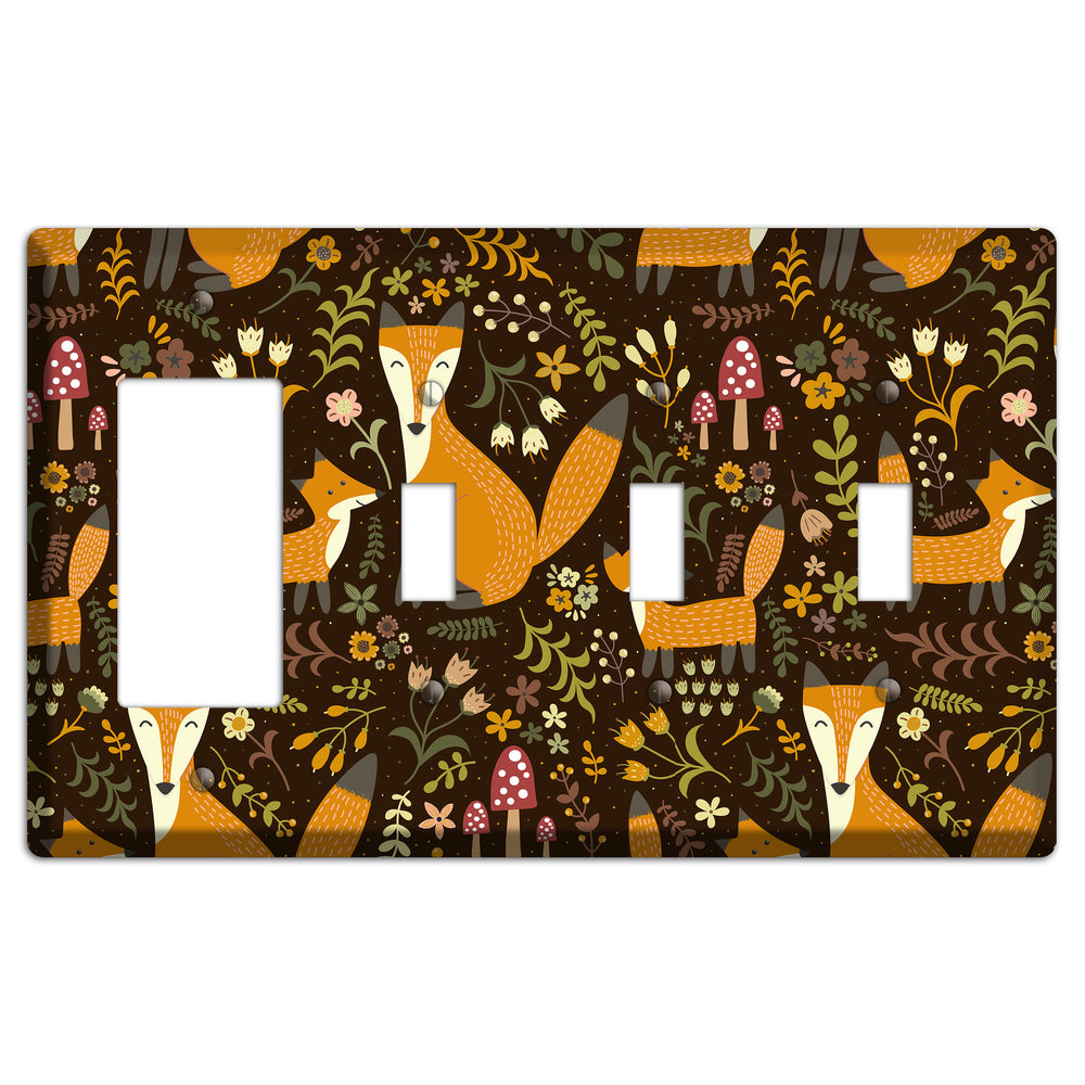 Fox Garden (Chocolate) Rocker / 3 Toggle Wallplate