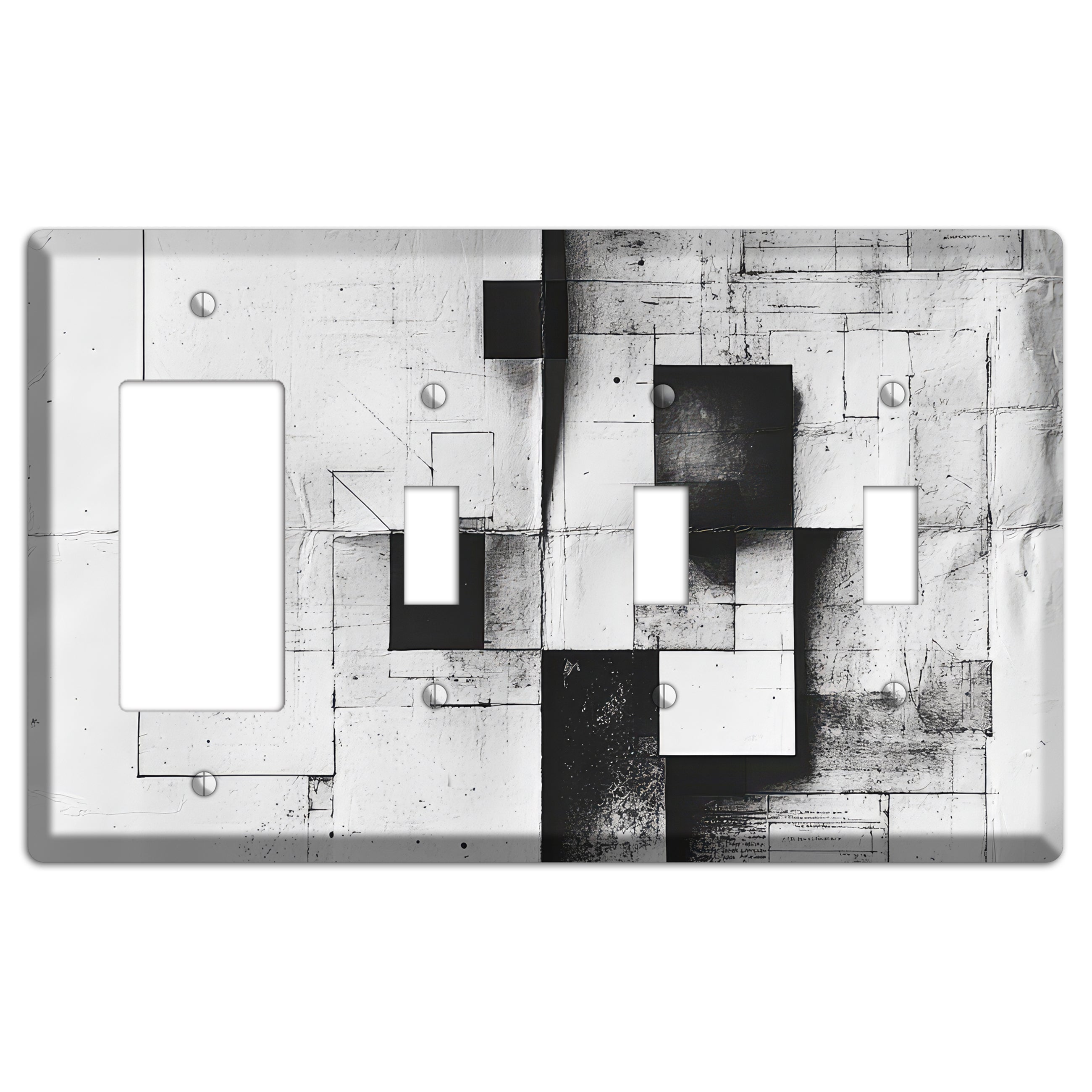 Fractured Blueprint Drift Rocker / 3 Toggle Wallplate