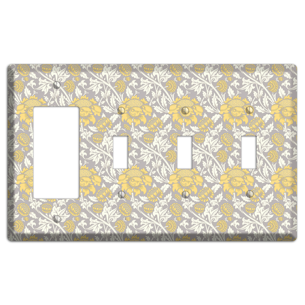 Golden Peony Lace Rocker / 3 Toggle Wallplate