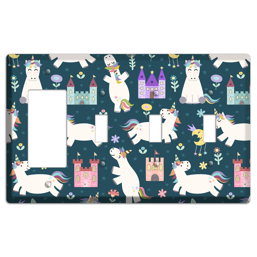 Unicorn Kingdom Rocker / 3 Toggle Wallplate