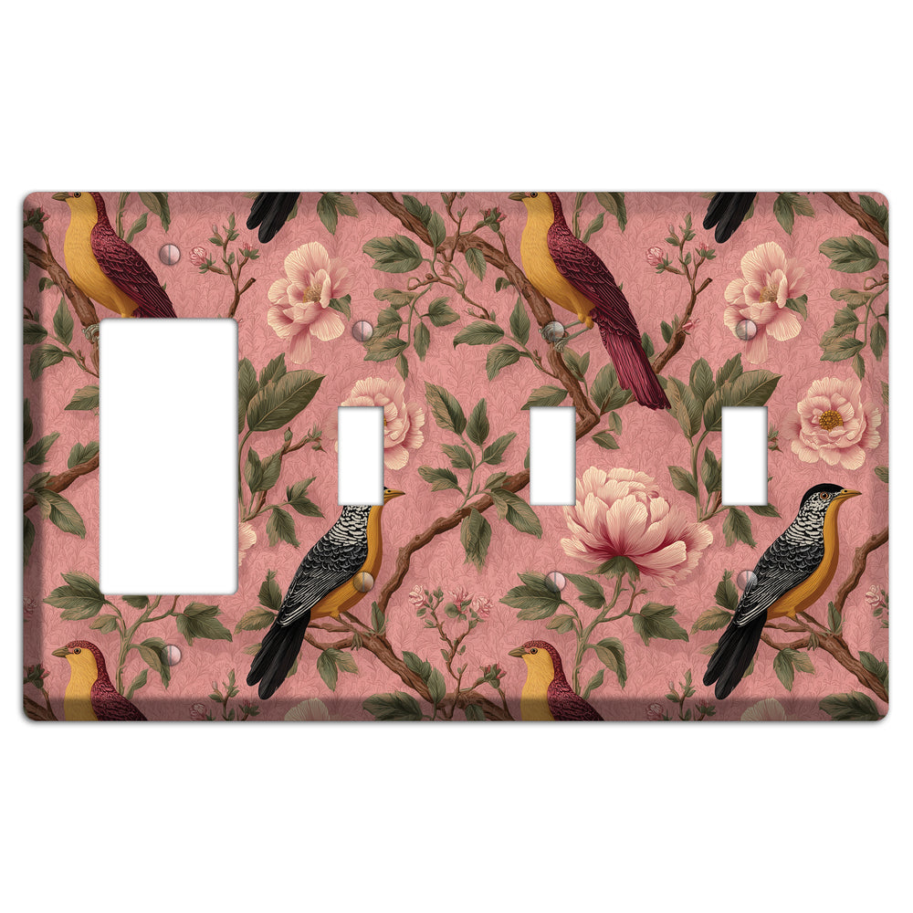 Peony & Perch Rocker / 3 Toggle Wallplate