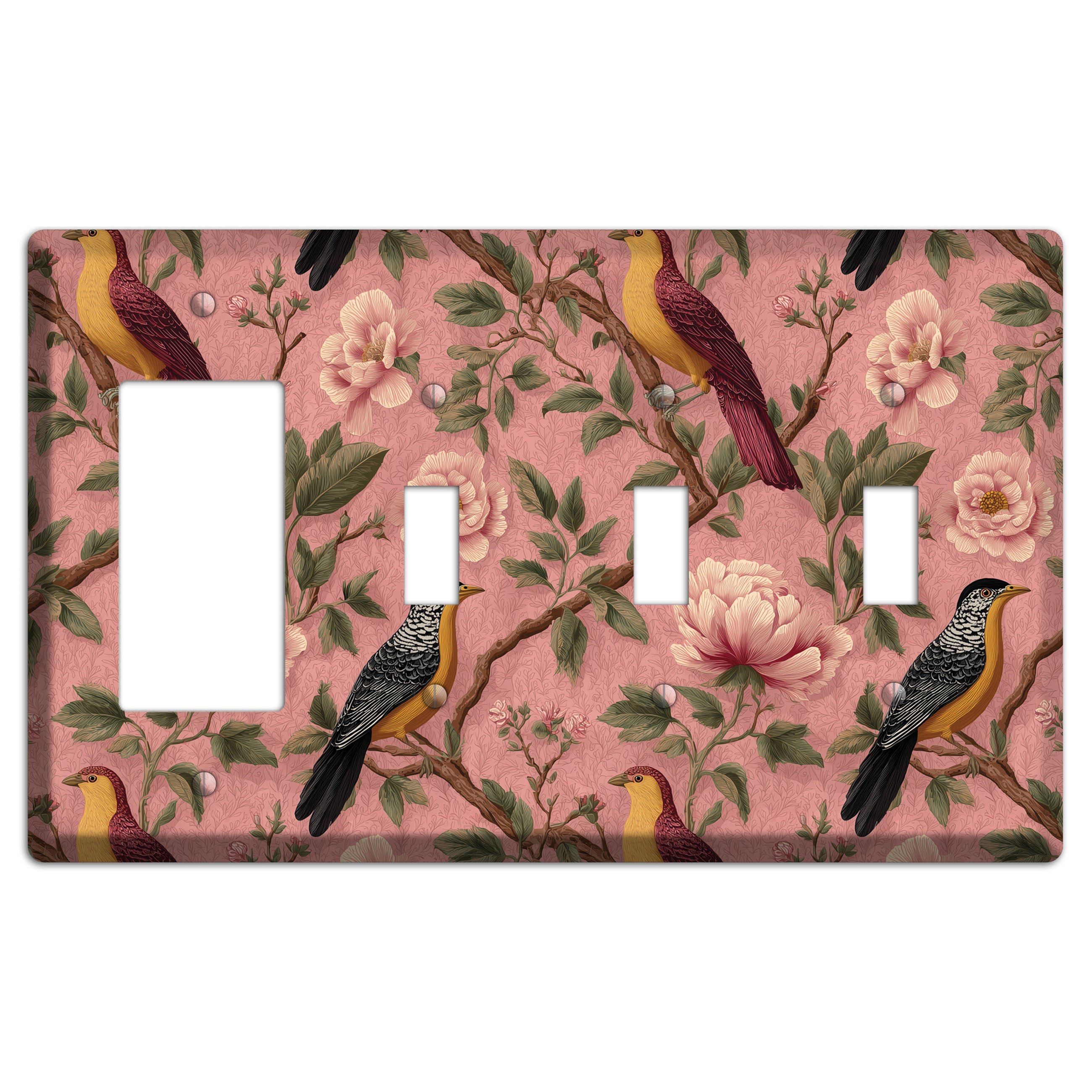 Peony & Perch Rocker / 3 Toggle Wallplate
