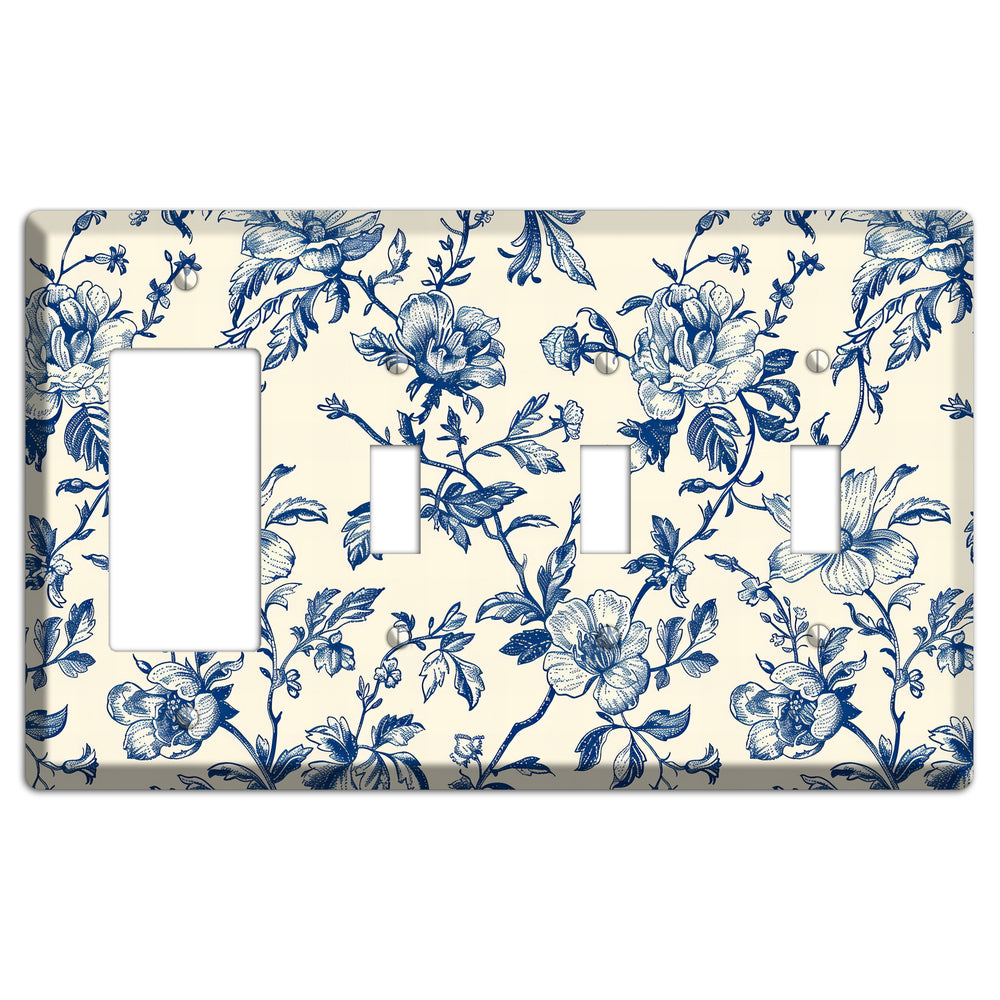 Garden Indigo Reverie Rocker / 3 Toggle Wallplate