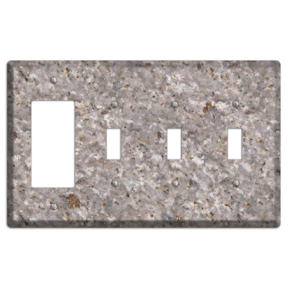 Kashmir White Granite Rocker / 3 Toggle Wallplate