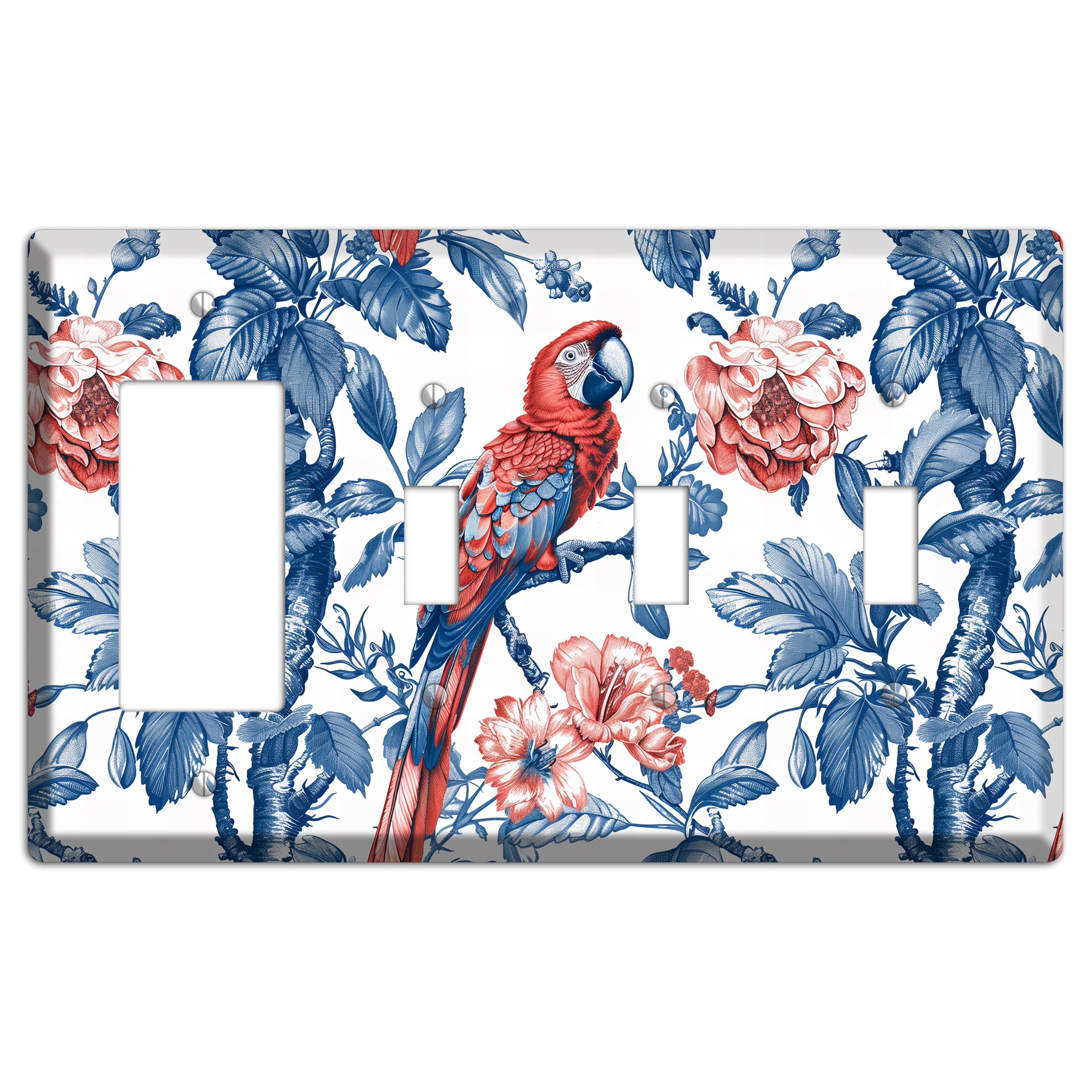 Scarlet in Bloom Rocker / 3 Toggle Wallplate